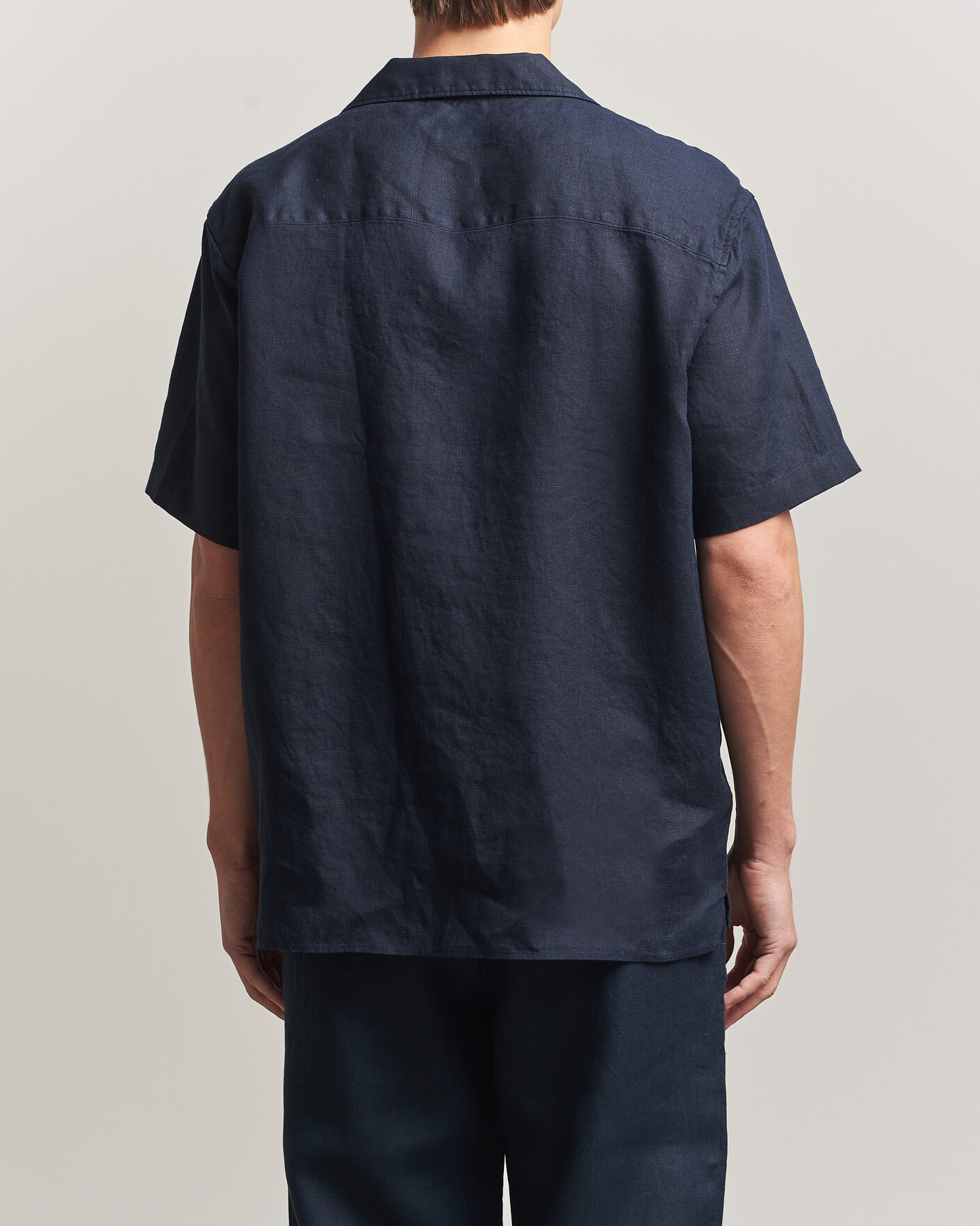 Herr | Skjortor | J.Lindeberg | Elio Linen Short Sleeve Shirt Navy