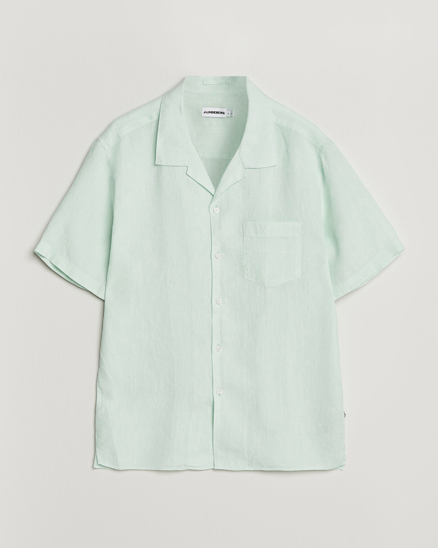 Herr | Skjortor | J.Lindeberg | Elio Linen Short Sleeve Shirt Bay Green