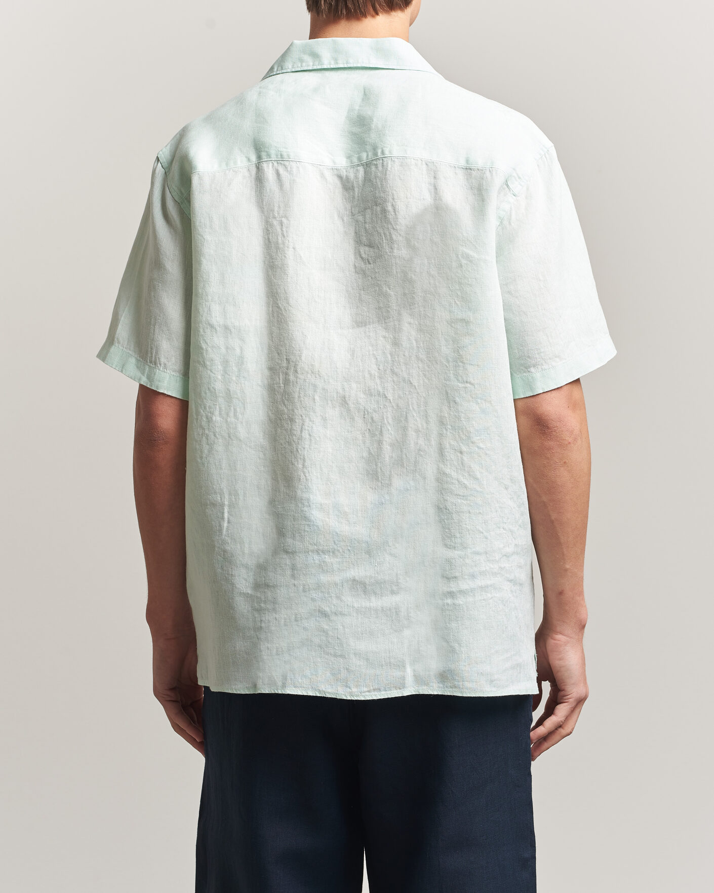 Herr | Skjortor | J.Lindeberg | Elio Linen Short Sleeve Shirt Bay Green