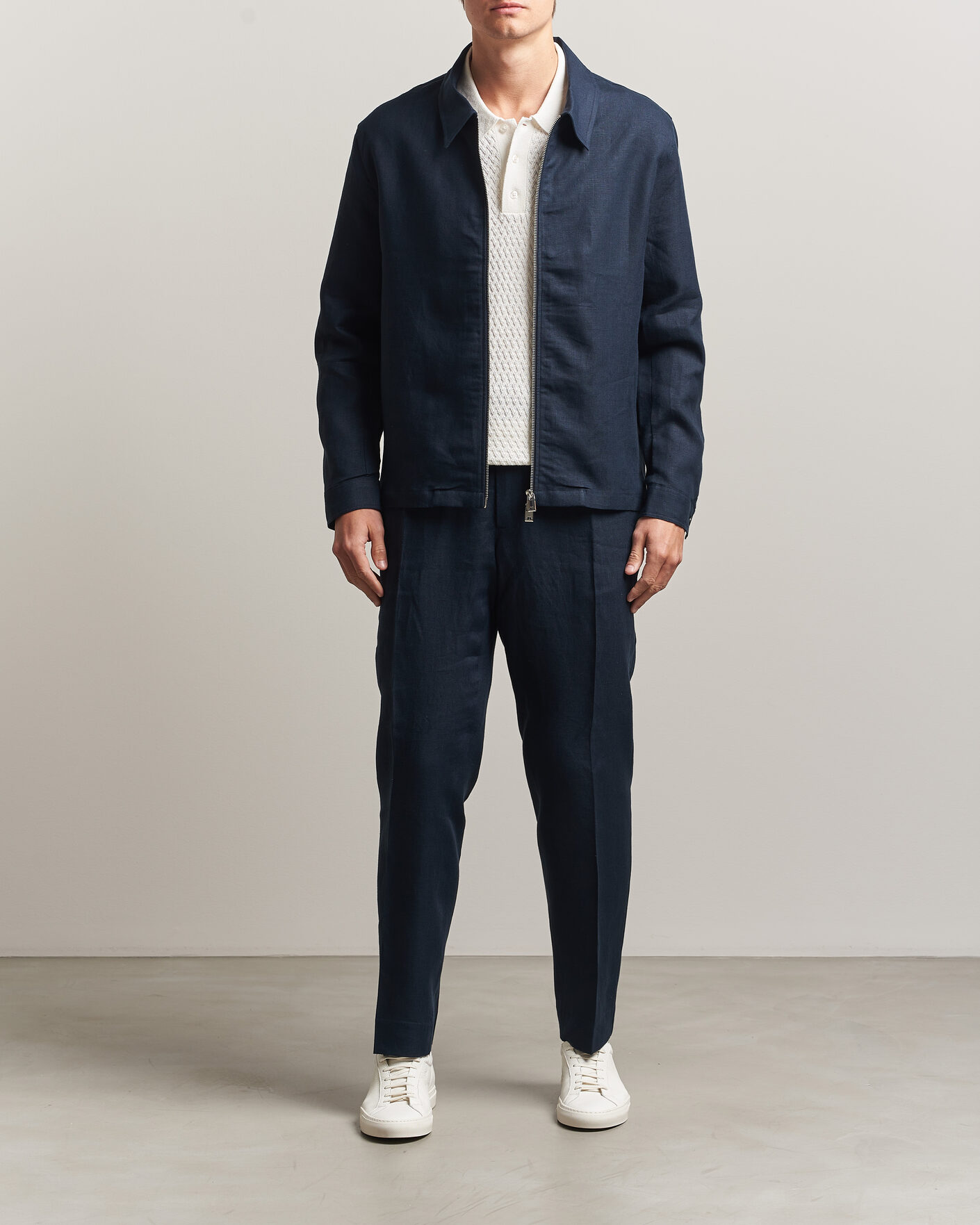 Herr | Skjortor | J.Lindeberg | Julius Drape Linen Overshirt Navy