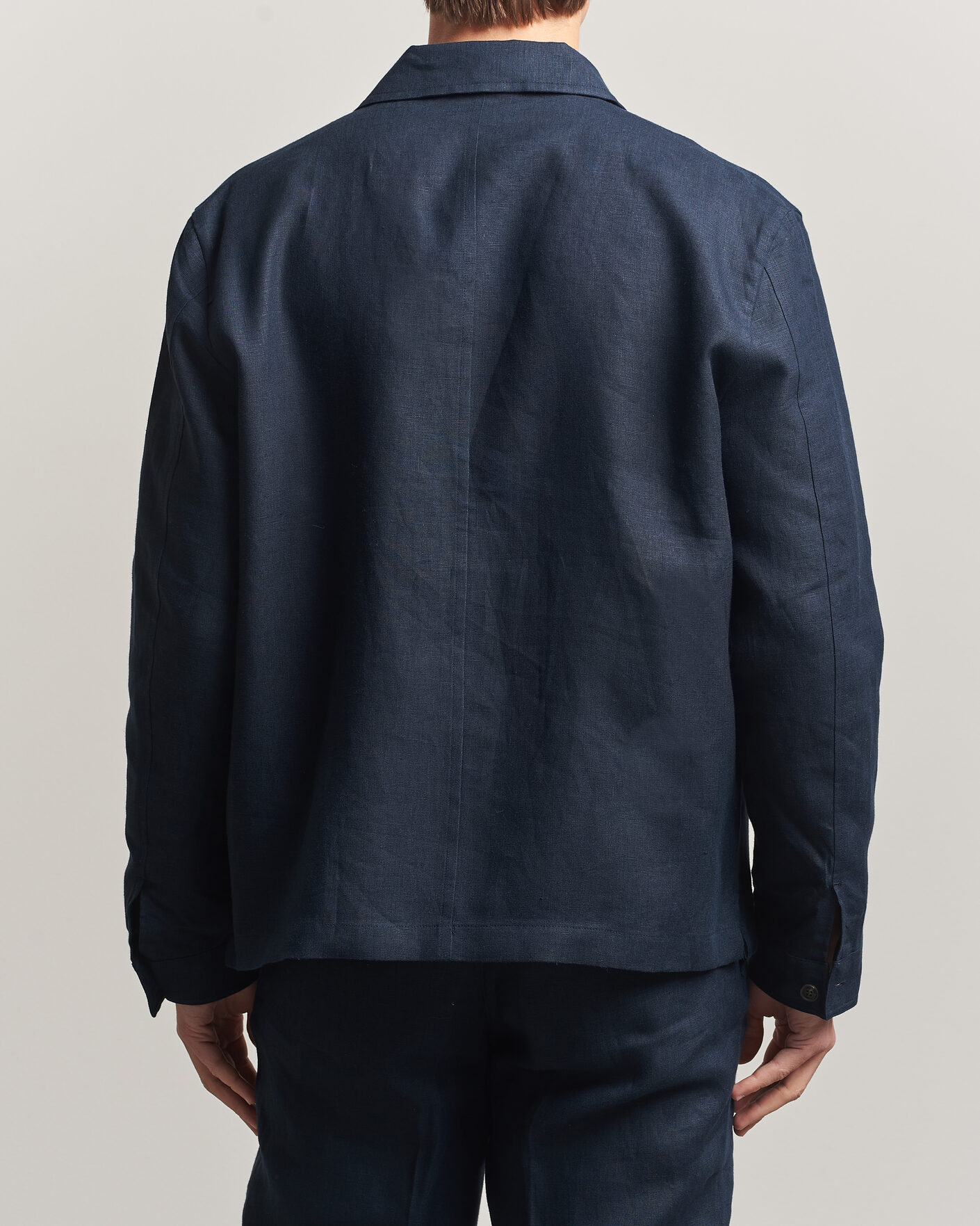 Herr | Skjortor | J.Lindeberg | Julius Drape Linen Overshirt Navy