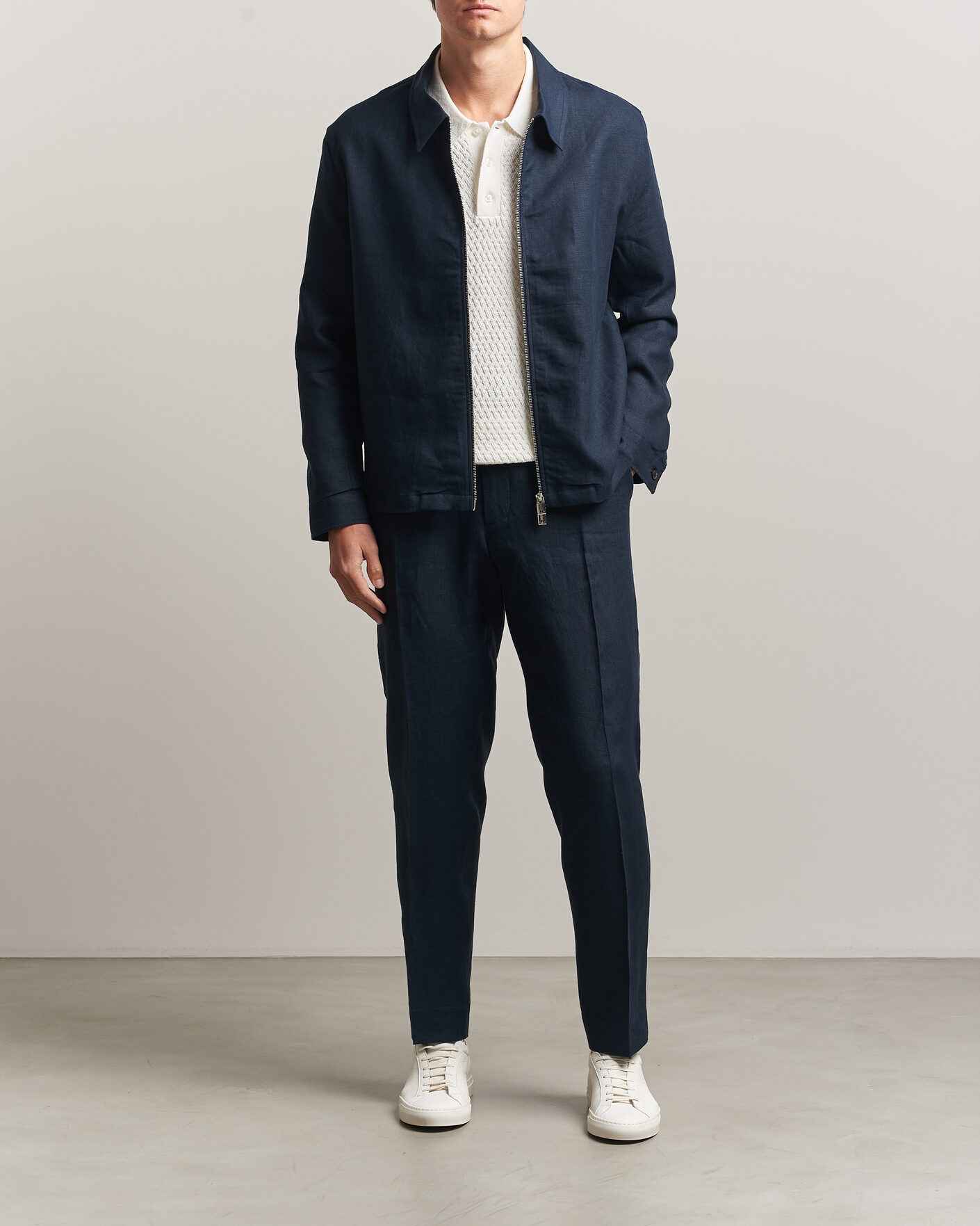 Herr | Byxor | J.Lindeberg | Soren Drape Linen Pants Navy