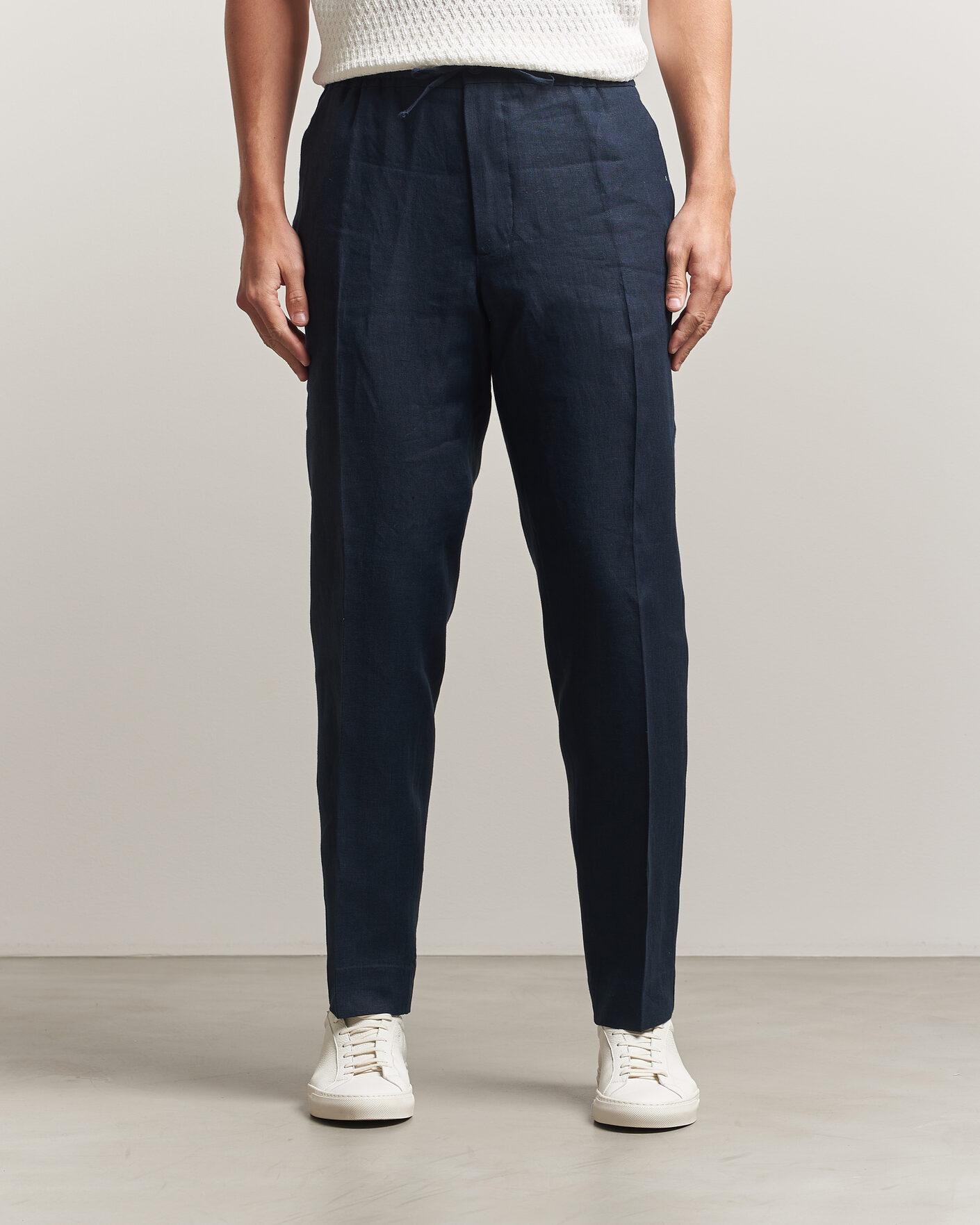 Herr | Byxor | J.Lindeberg | Soren Drape Linen Pants Navy