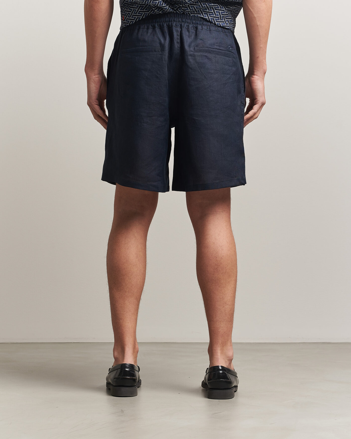 Herr | Shorts | J.Lindeberg | Joff Linen Drawstring Shorts Navy
