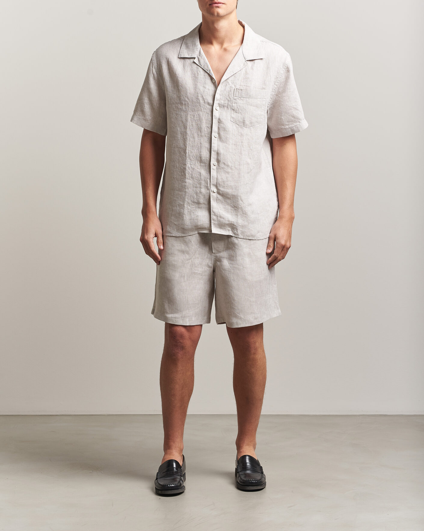 Herr | Shorts | J.Lindeberg | Joff Linen Drawstring Shorts Moonbeam
