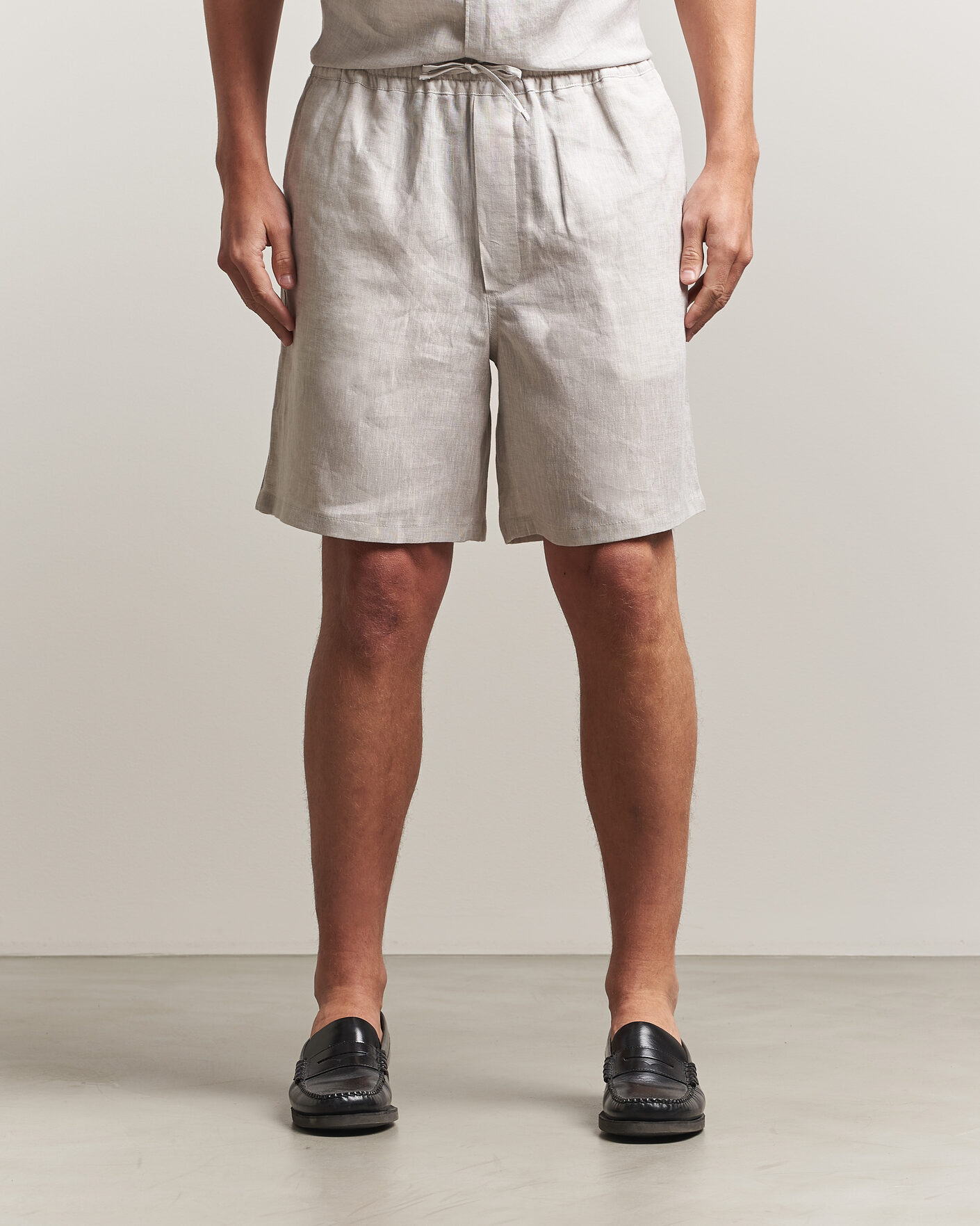 Herr | Shorts | J.Lindeberg | Joff Linen Drawstring Shorts Moonbeam