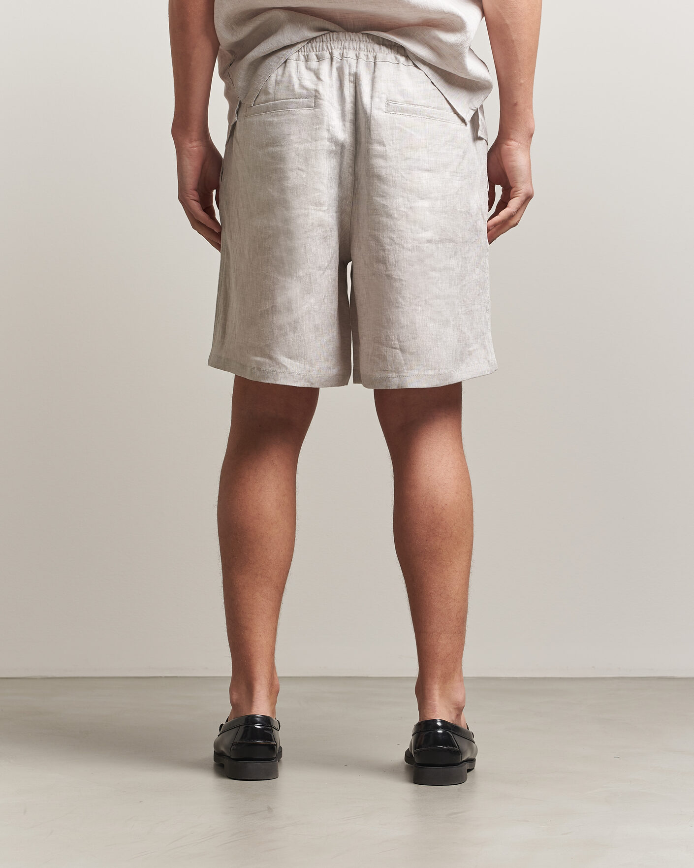 Herr | Shorts | J.Lindeberg | Joff Linen Drawstring Shorts Moonbeam
