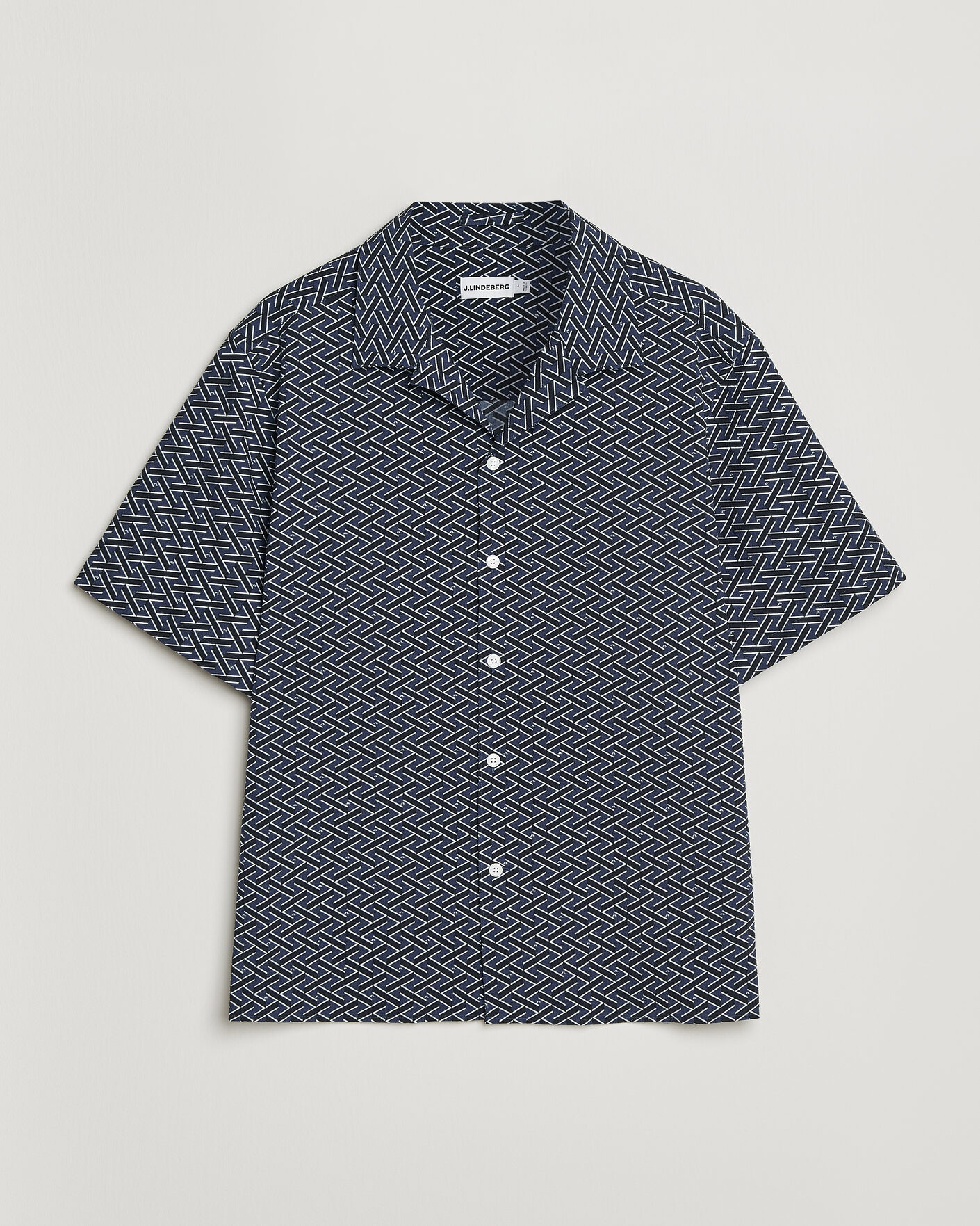 Herr | Skjortor | J.Lindeberg | Donso Geo Printed Resort Shirt Estate Navy