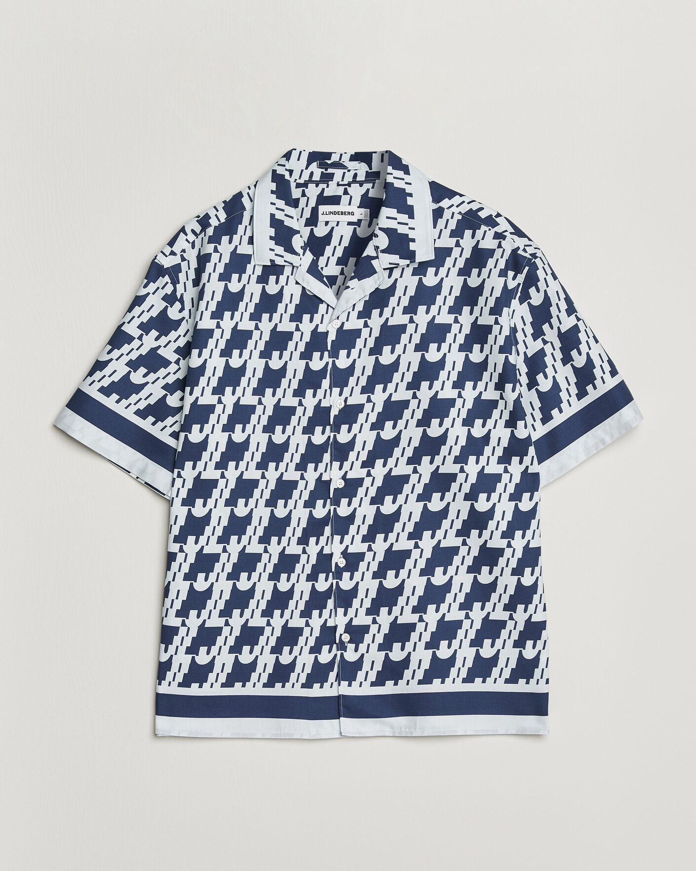 Herr | Skjortor | J.Lindeberg | Ellis Border Printed Resort Shirt Estate Blue