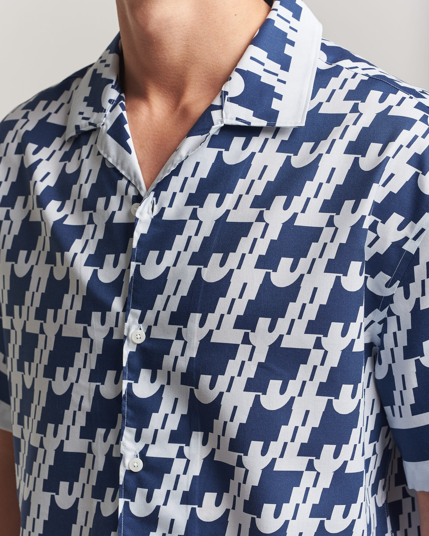Herr | Skjortor | J.Lindeberg | Ellis Border Printed Resort Shirt Estate Blue