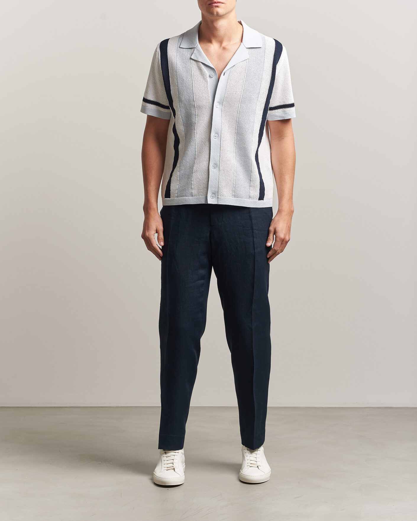 Herr | Skjortor | J.Lindeberg | Remus Knitted Resort Shirt Skywriting