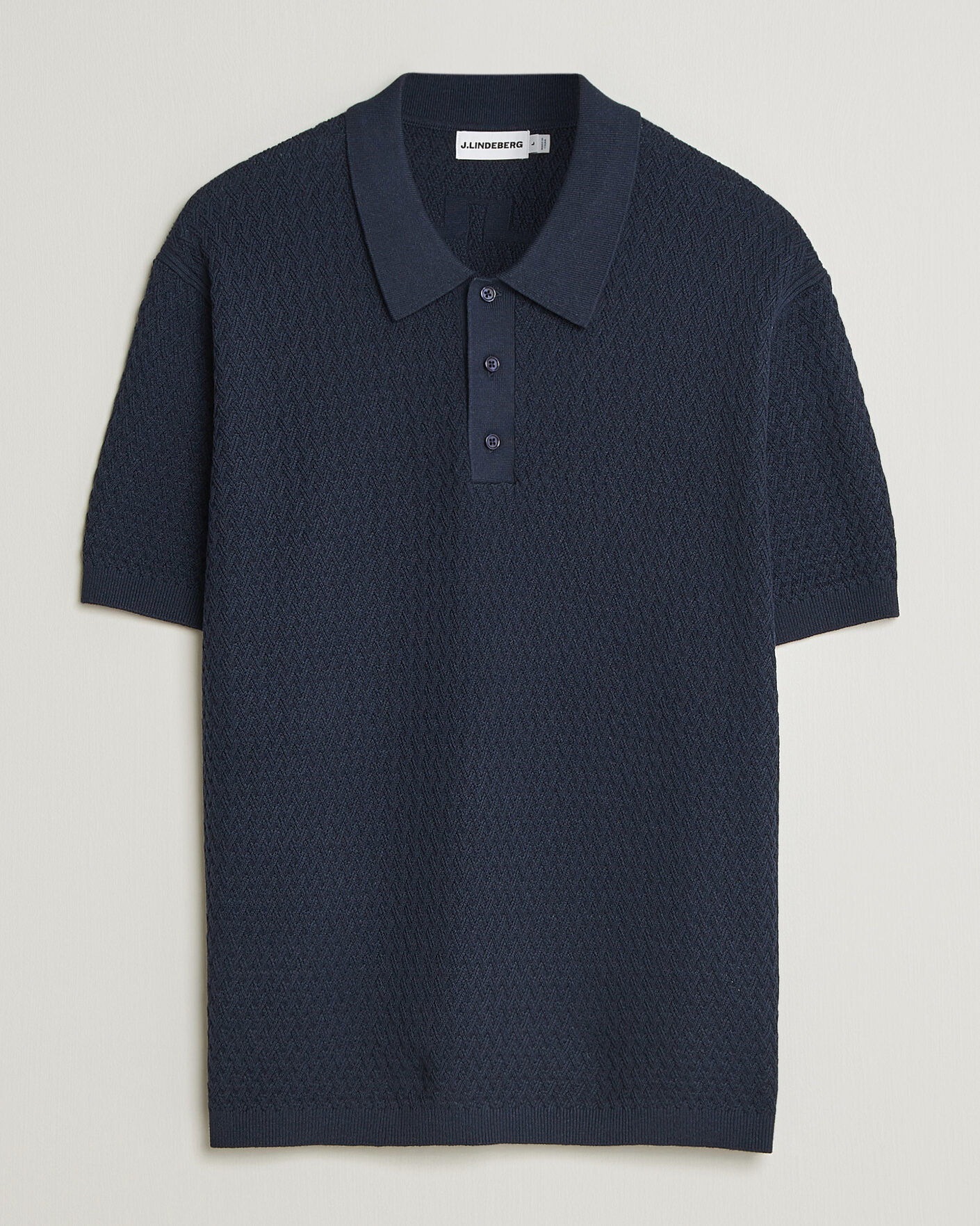 Herr | Pikéer | J.Lindeberg | Jacques Structured Knitted Polo Navy