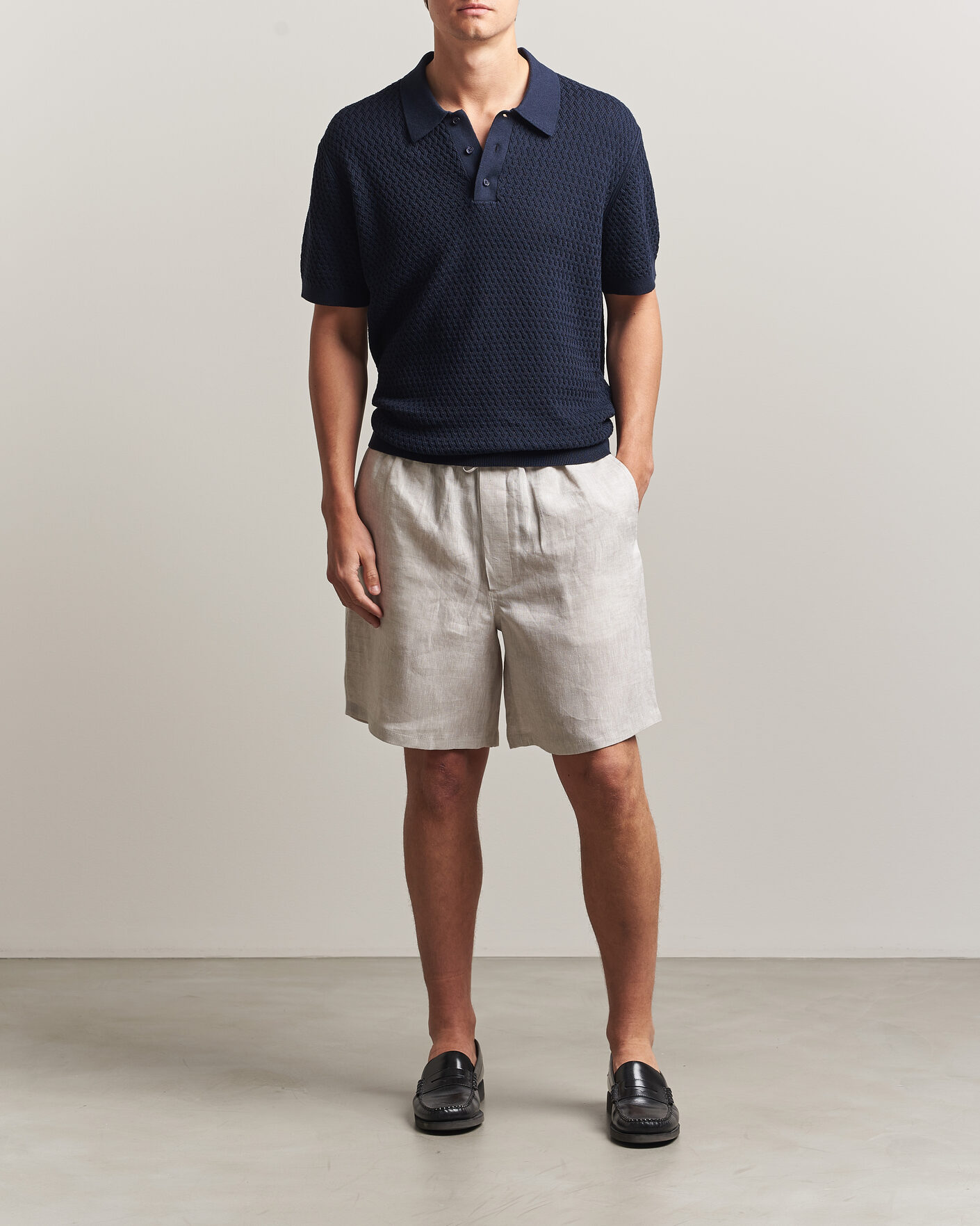 Herr | Pikéer | J.Lindeberg | Jacques Structured Knitted Polo Navy