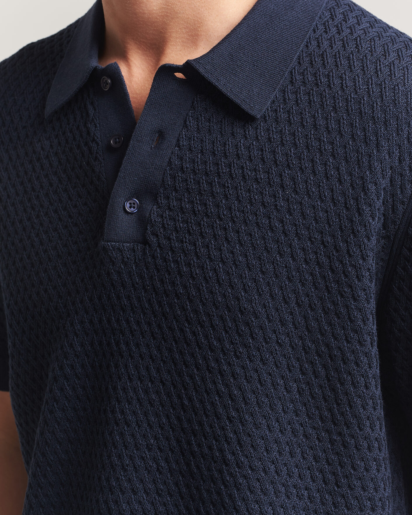 Herr | Pikéer | J.Lindeberg | Jacques Structured Knitted Polo Navy