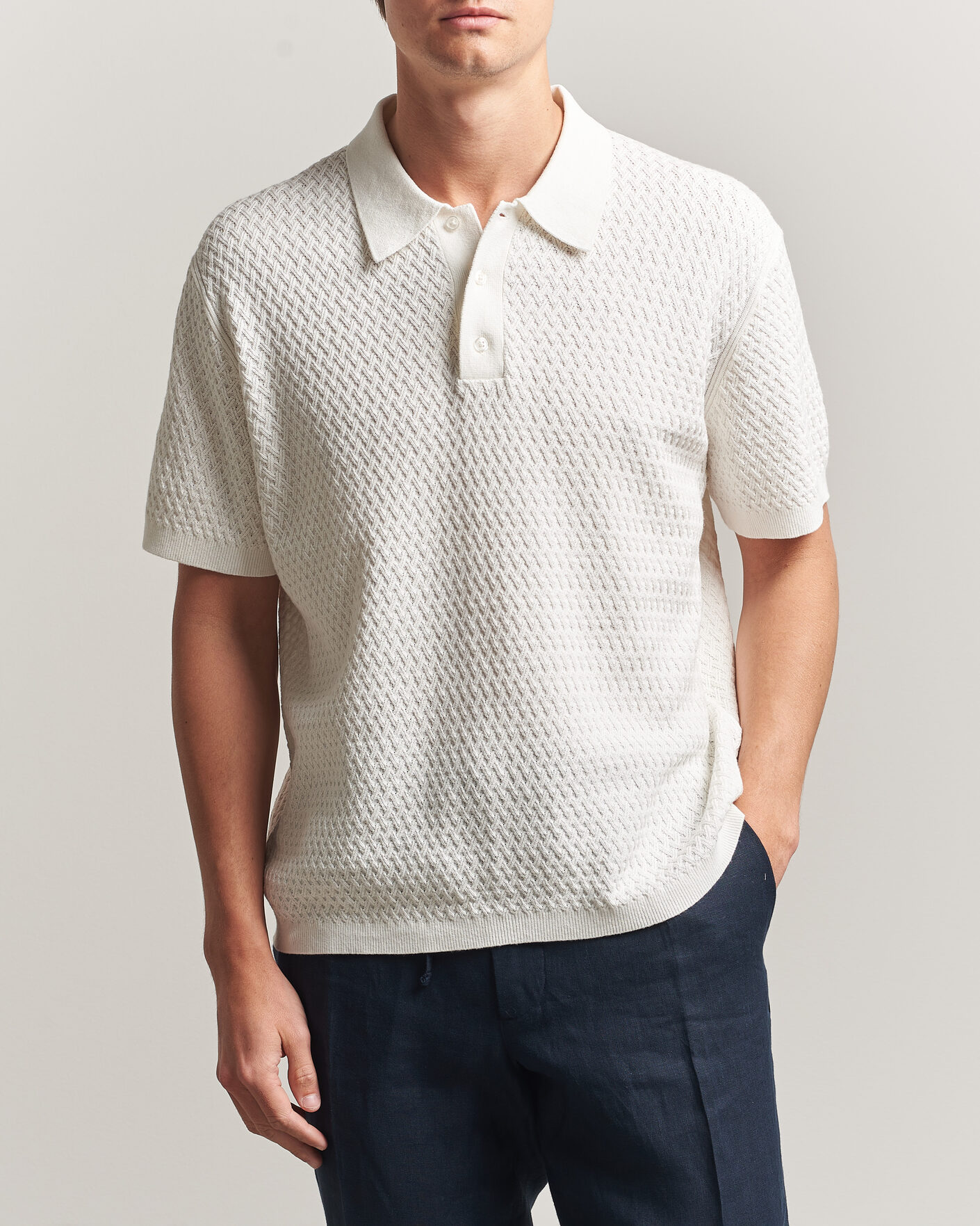 Herr | Pikéer | J.Lindeberg | Jacques Structured Knitted Polo Tofu