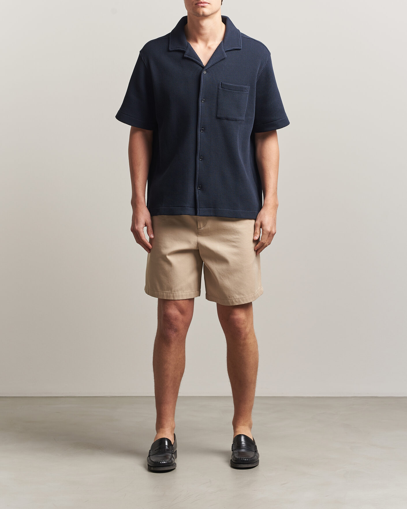 Herr | Skjortor | J.Lindeberg | Theron Waffle Resort Shirt Navy
