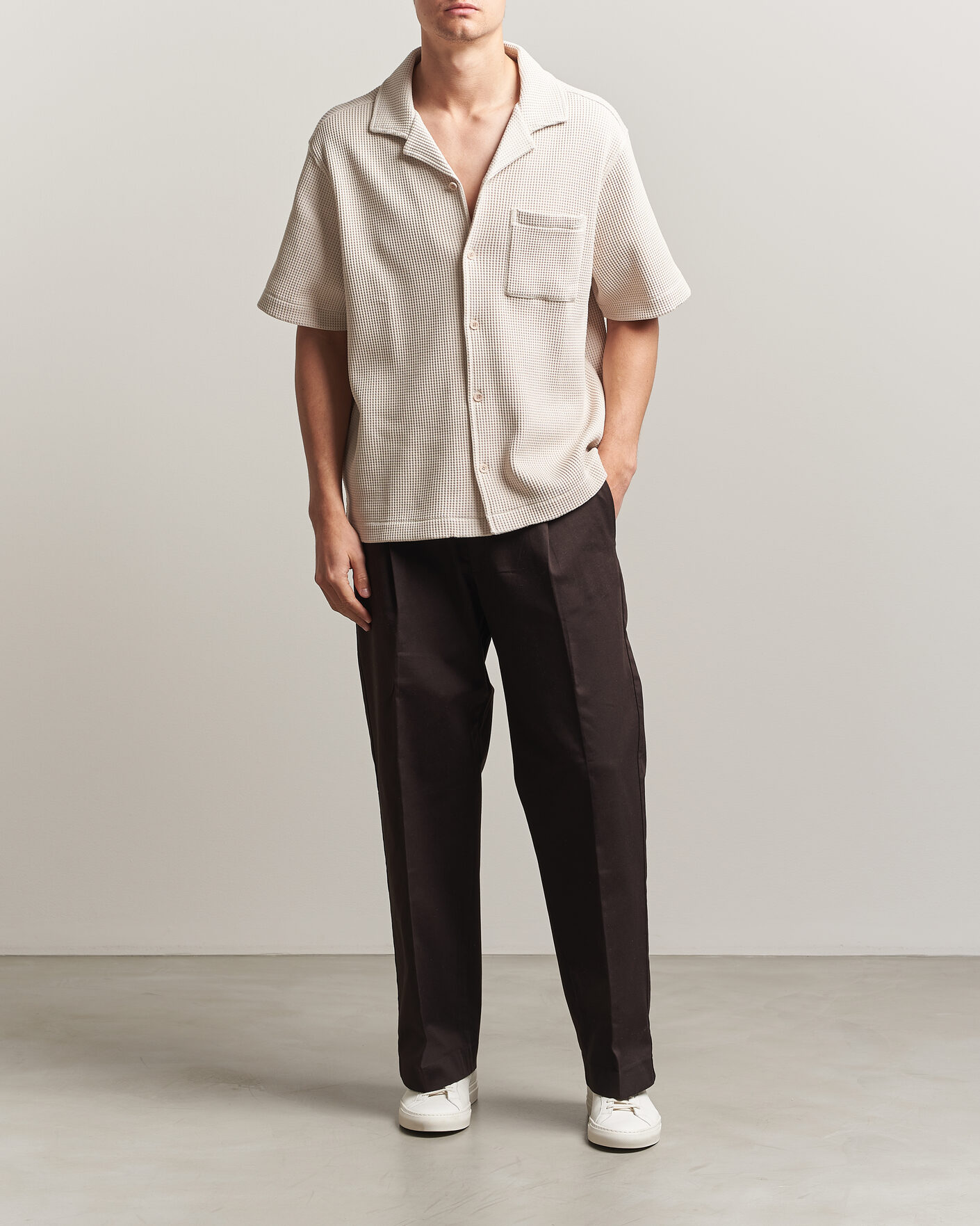 Herr | Skjortor | J.Lindeberg | Theron Waffle Resort Shirt Moonbeam