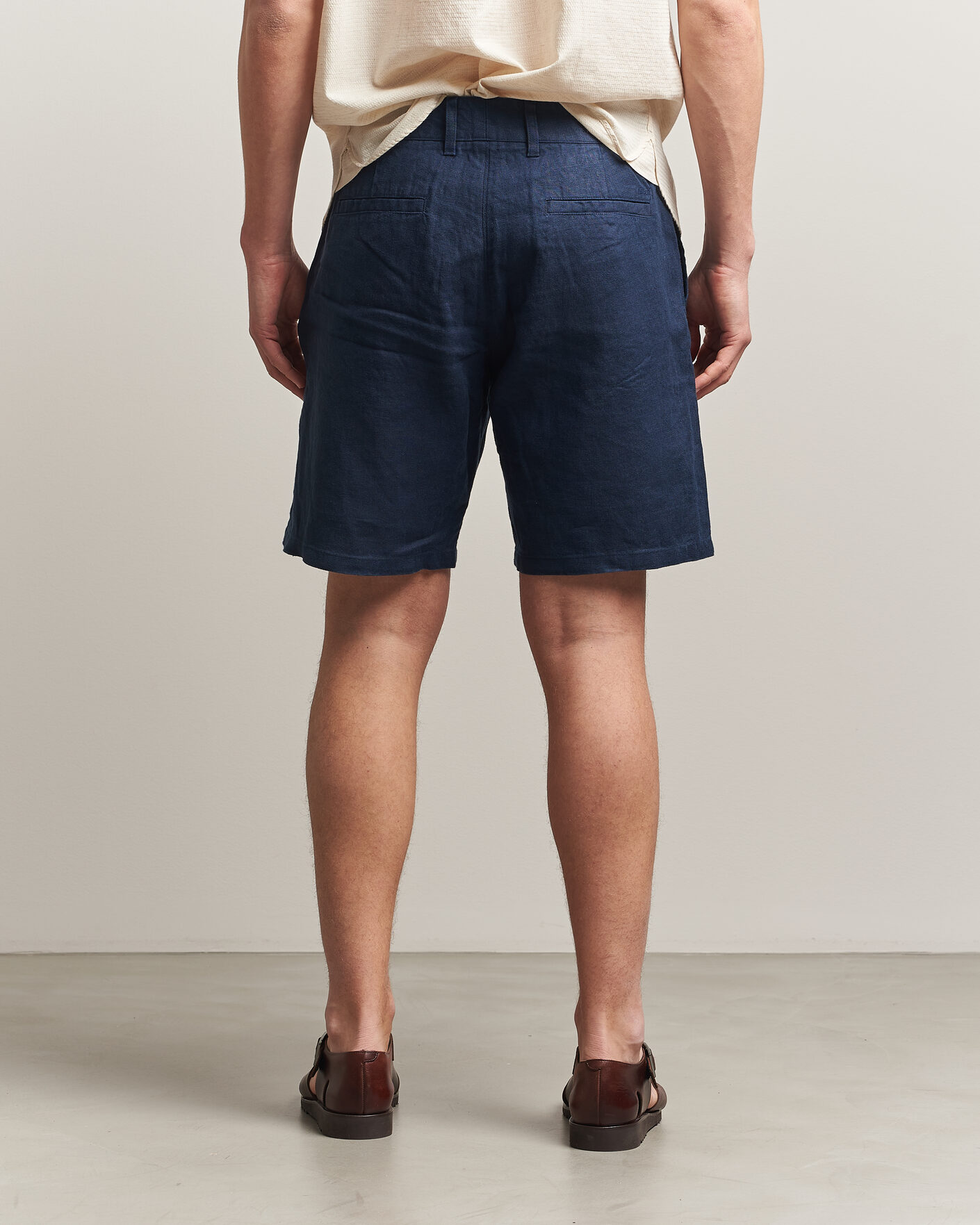 Herr | Shorts | NN07 | Aden Linen Shorts Navy Blue