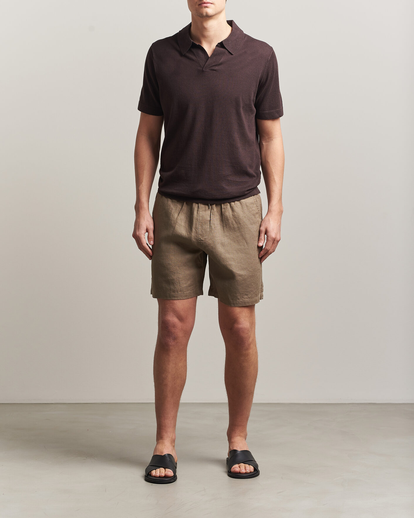 Herr | Shorts | NN07 | Gregor Linen Drawstring Shorts Clay Mirage