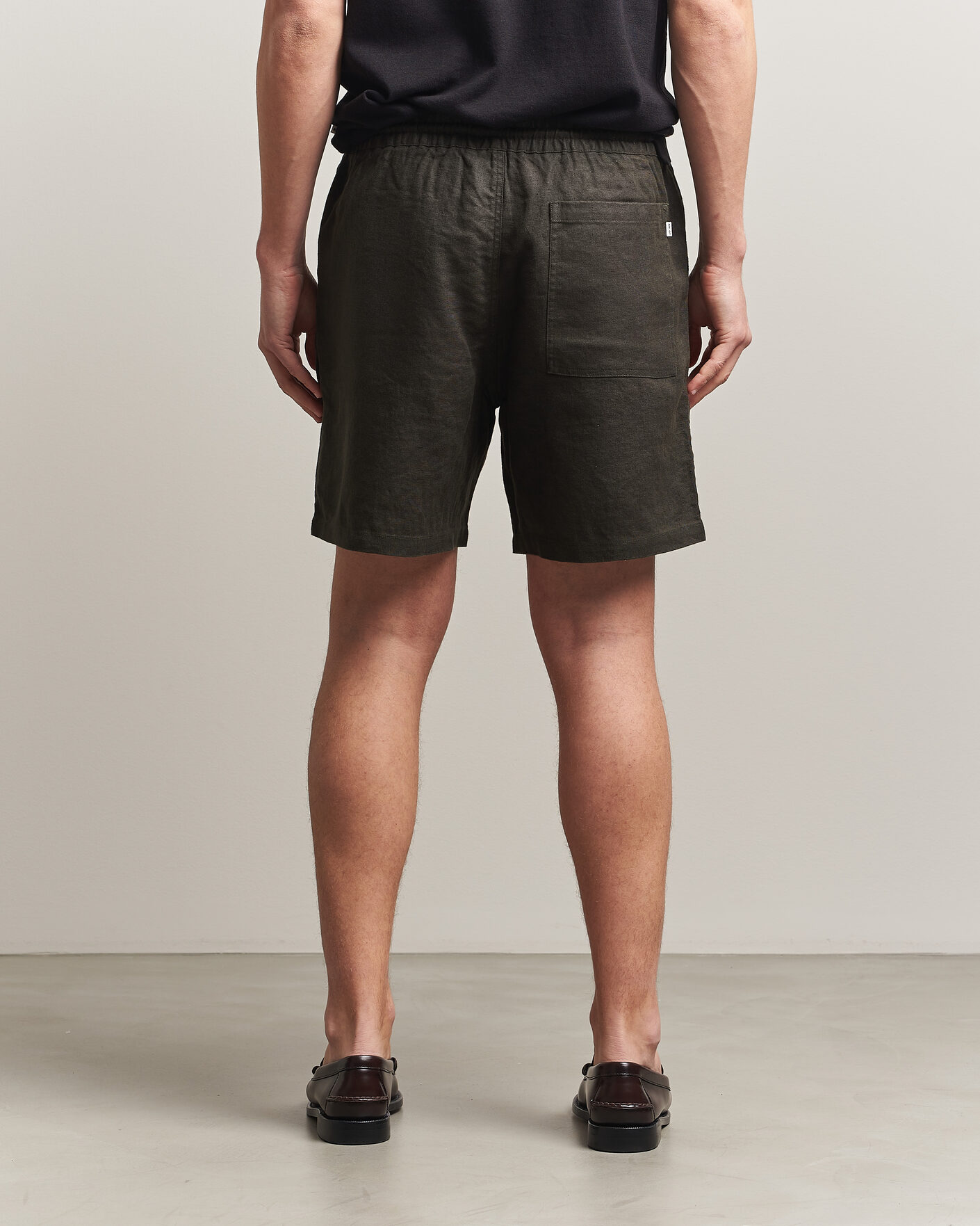 Herr | Shorts | NN07 | Gregor Linen Drawstring Shorts Dark Army
