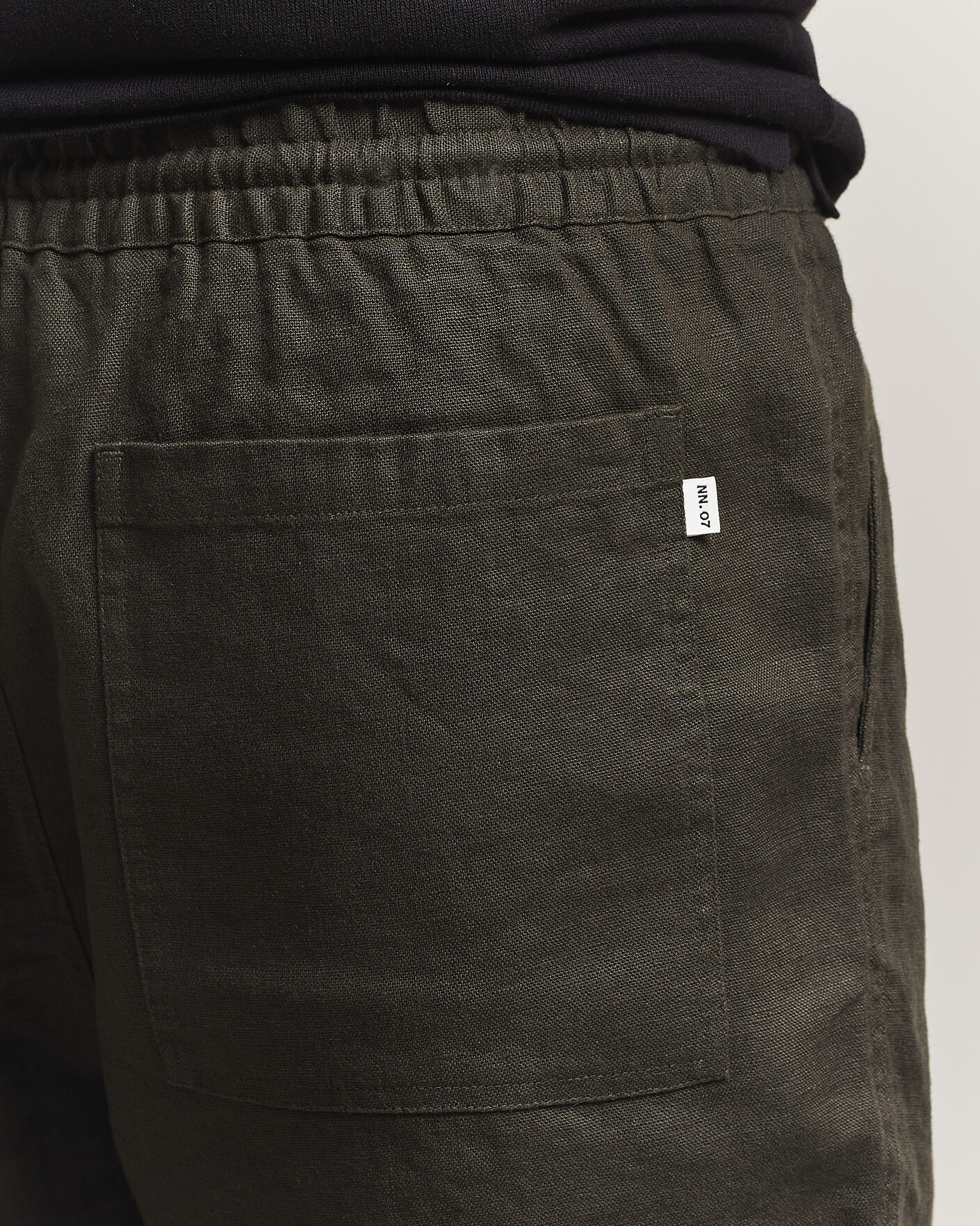 Herr | Shorts | NN07 | Gregor Linen Drawstring Shorts Dark Army