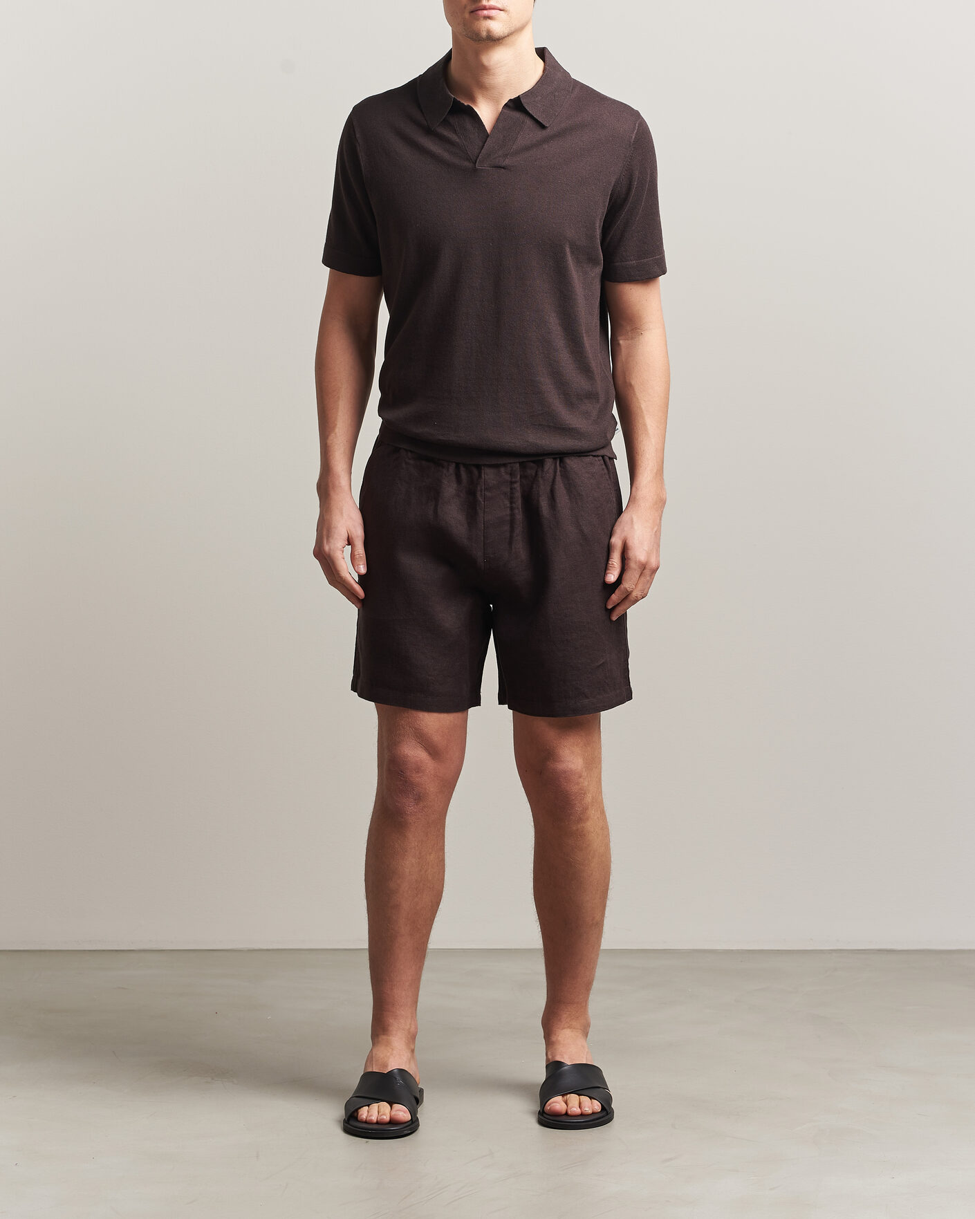 Herr | Shorts | NN07 | Gregor Linen Drawstring Shorts Dusky Port