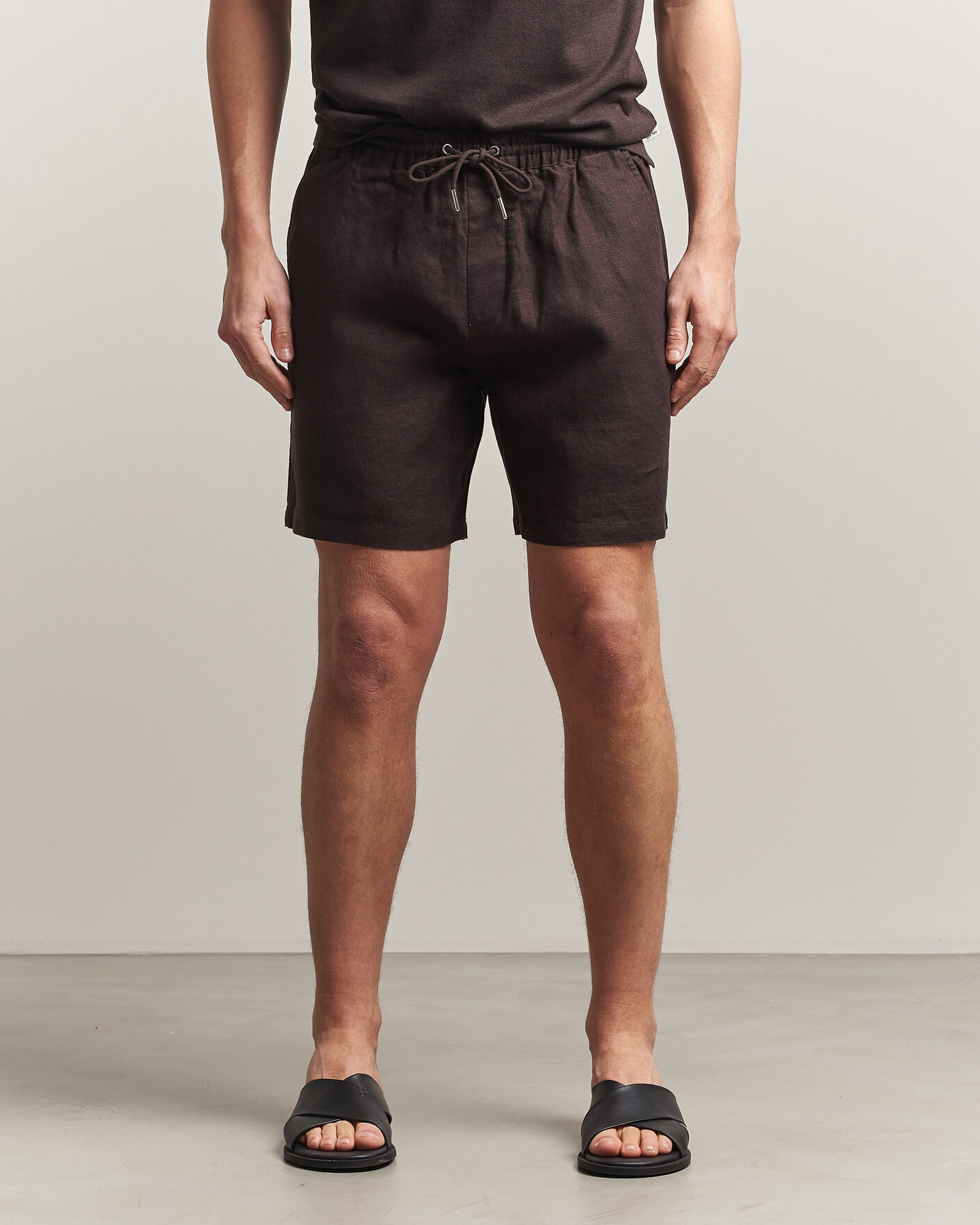 Herr | Shorts | NN07 | Gregor Linen Drawstring Shorts Dusky Port