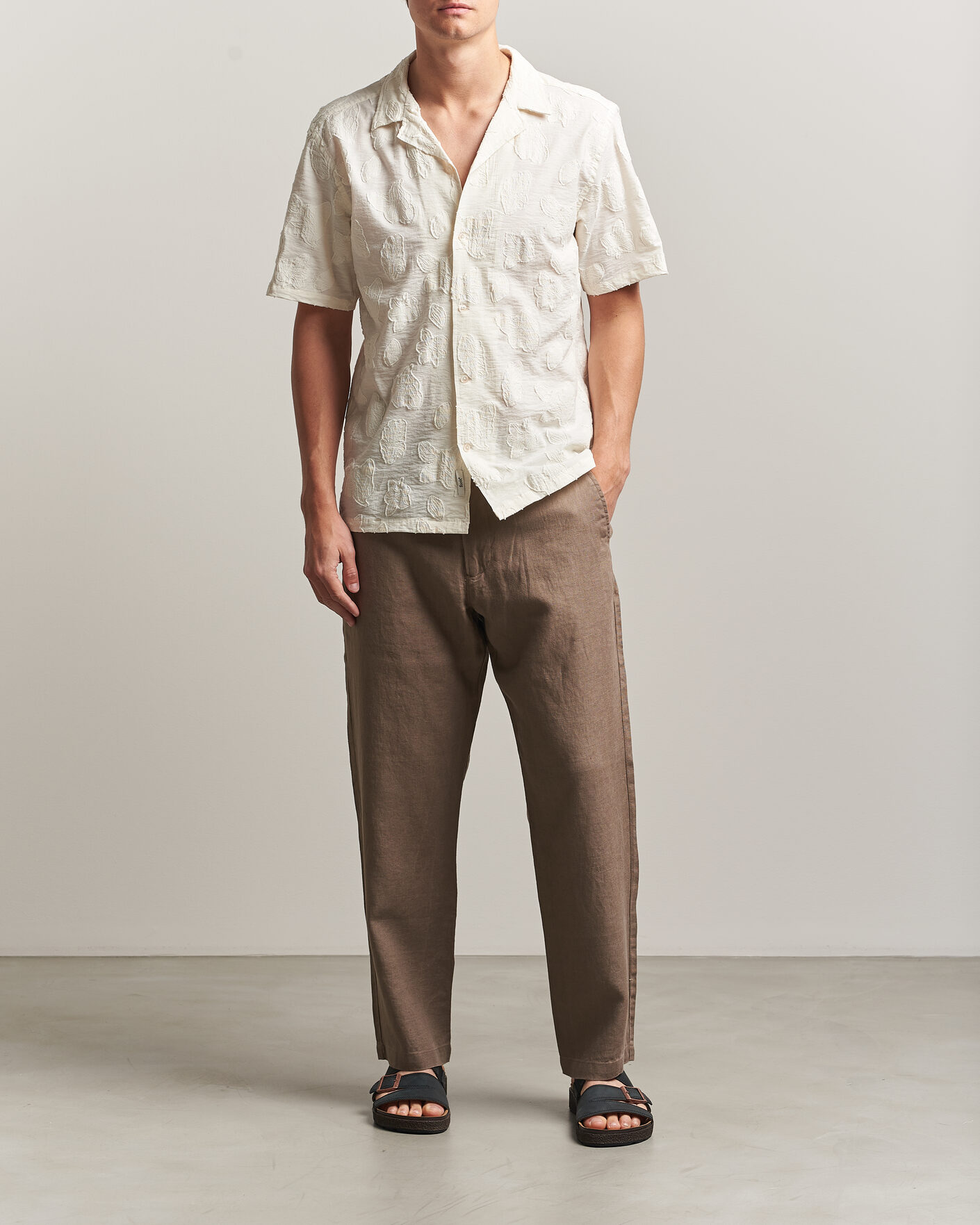 Herr | Byxor | NN07 | Aden Regular Fit Linen Trousers Clay Mirage