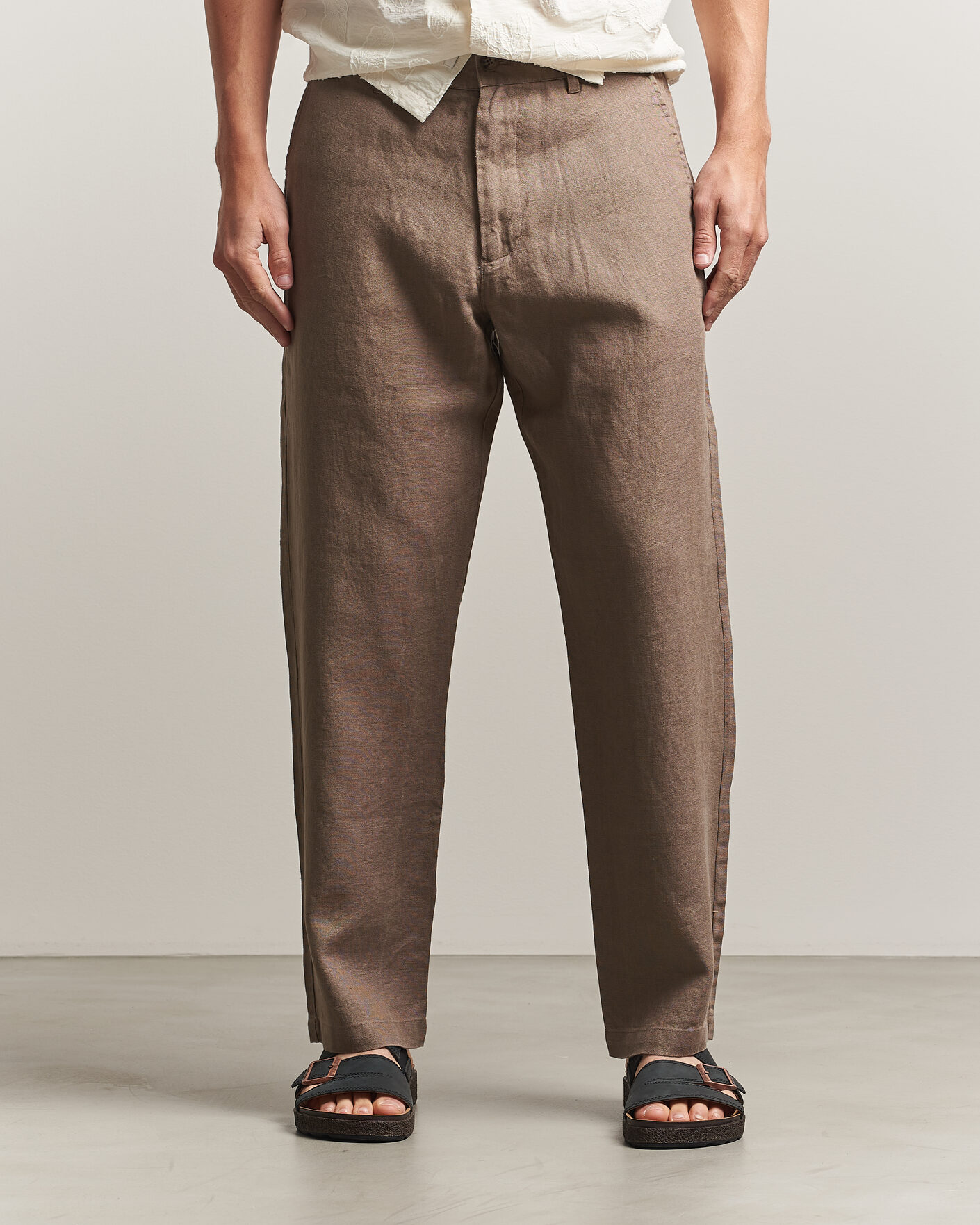 Herr | Byxor | NN07 | Aden Regular Fit Linen Trousers Clay Mirage