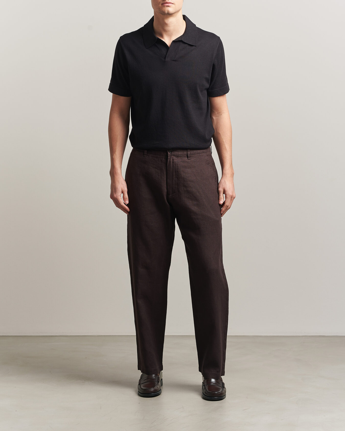 Herr | Byxor | NN07 | Aden Regular Fit Linen Trousers Dusky Port