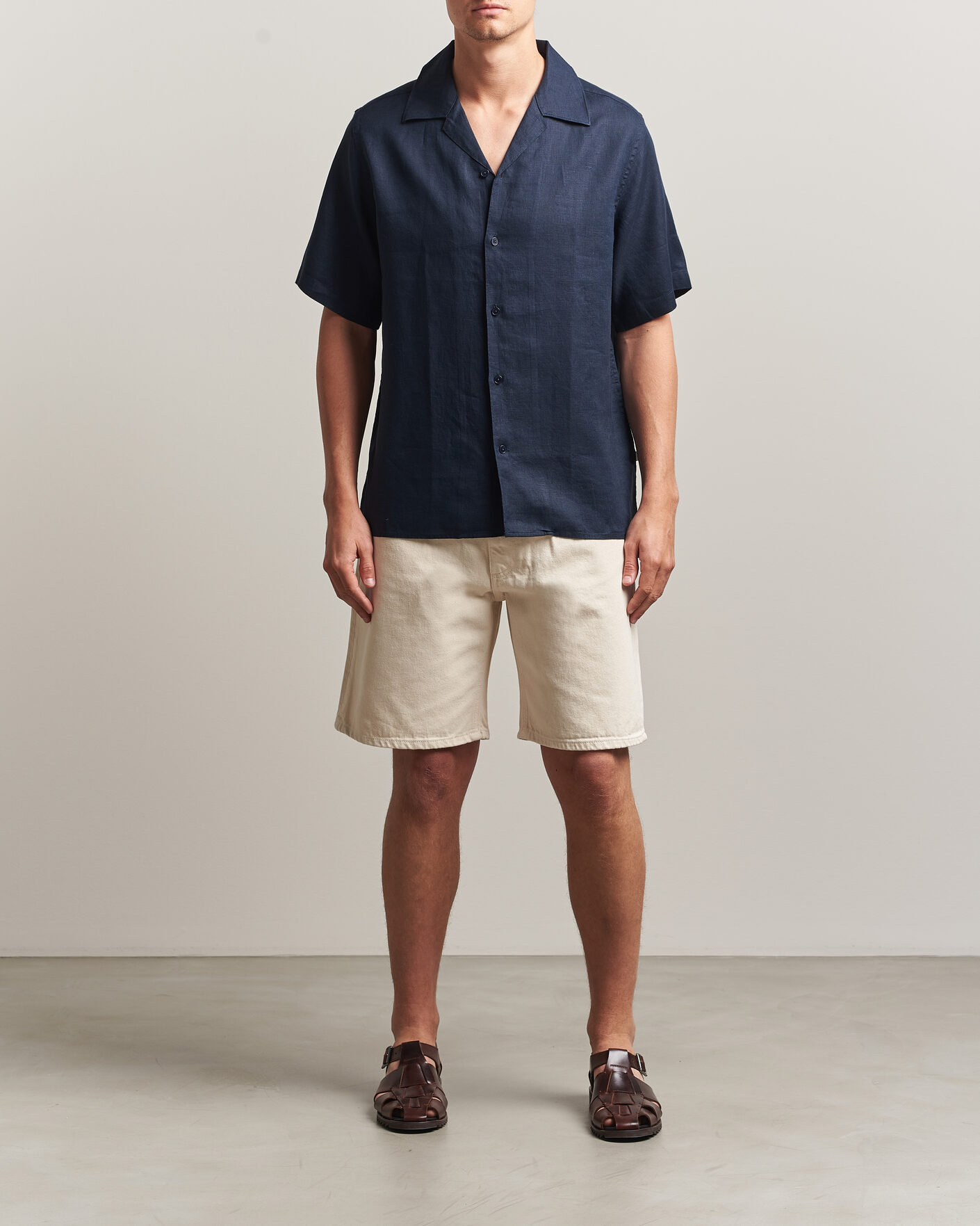 Herr | Skjortor | NN07 | Julio Linen Resort Shirt Navy Blue