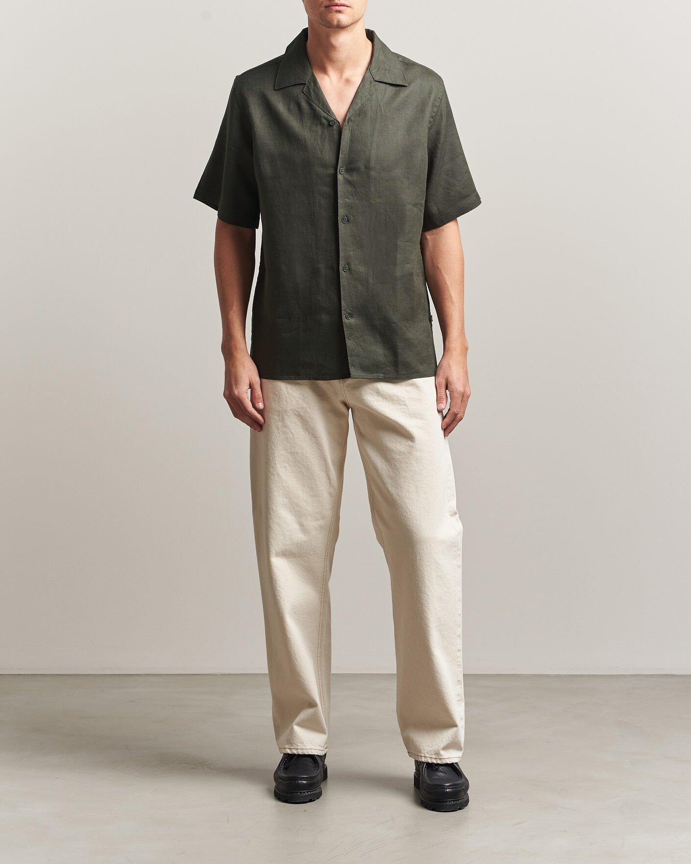 Herr | Skjortor | NN07 | Julio Linen Resort Shirt Dark Army