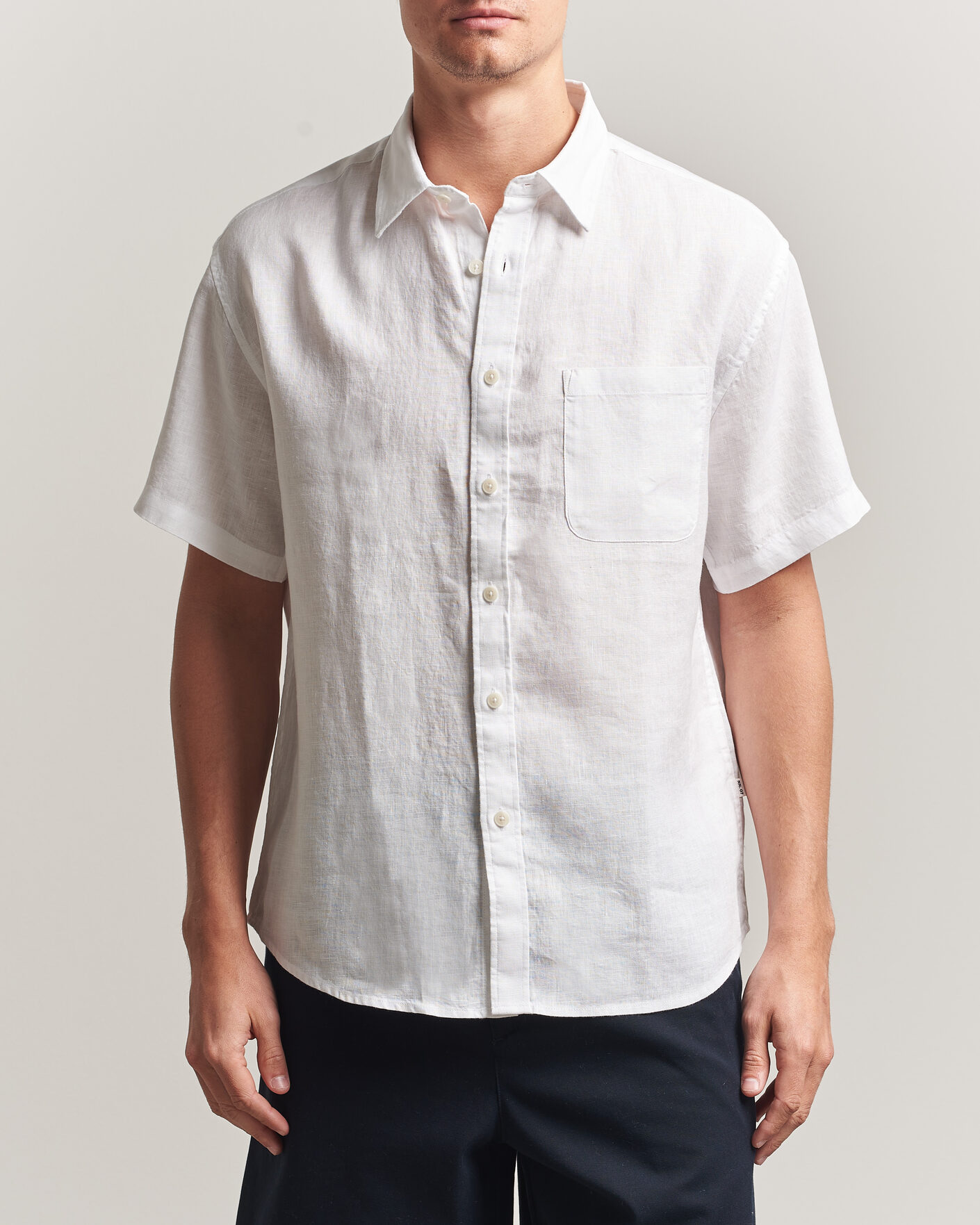 Herr | Skjortor | NN07 | Deon Linen Short Sleeve Shirt White