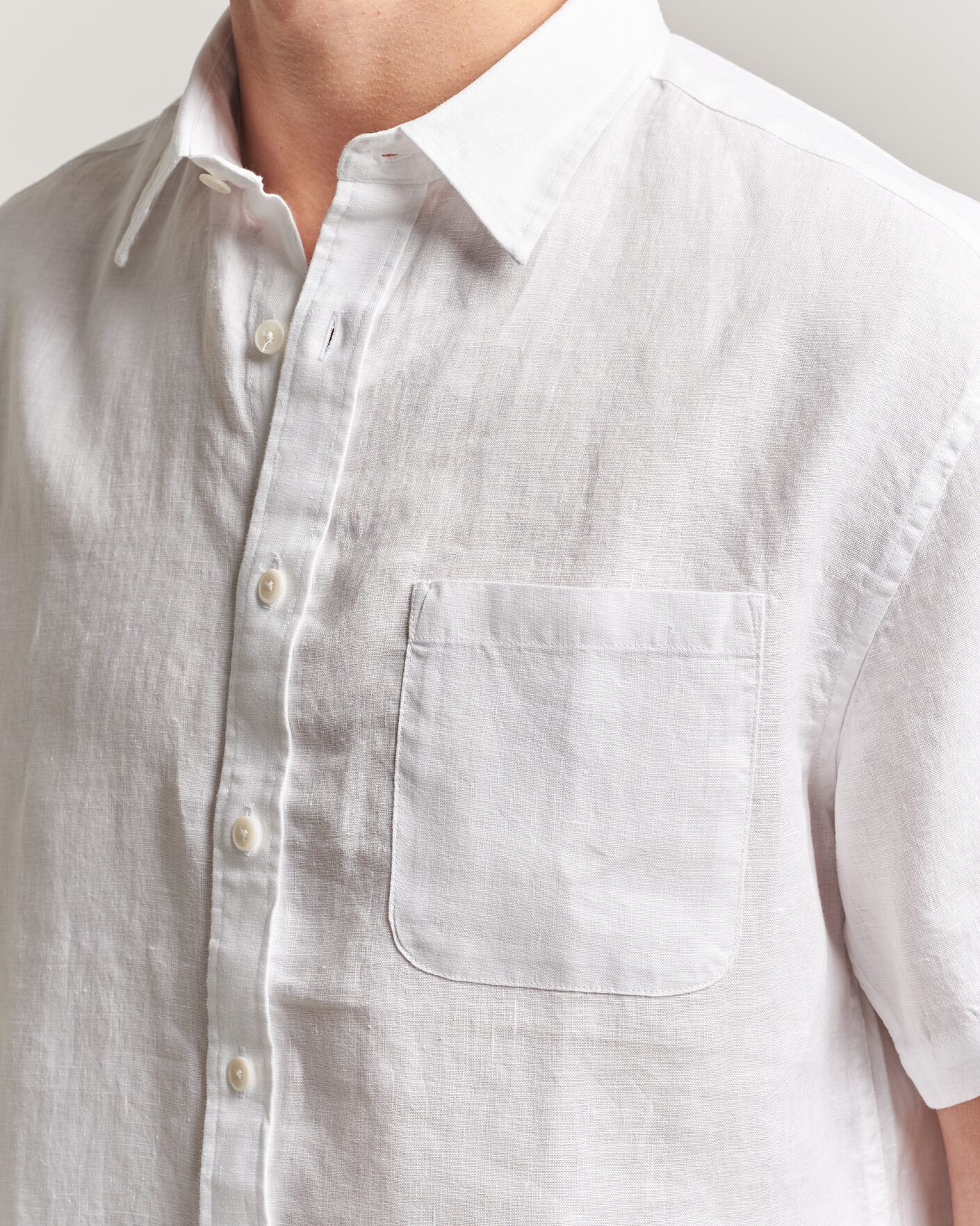 Herr | Skjortor | NN07 | Deon Linen Short Sleeve Shirt White