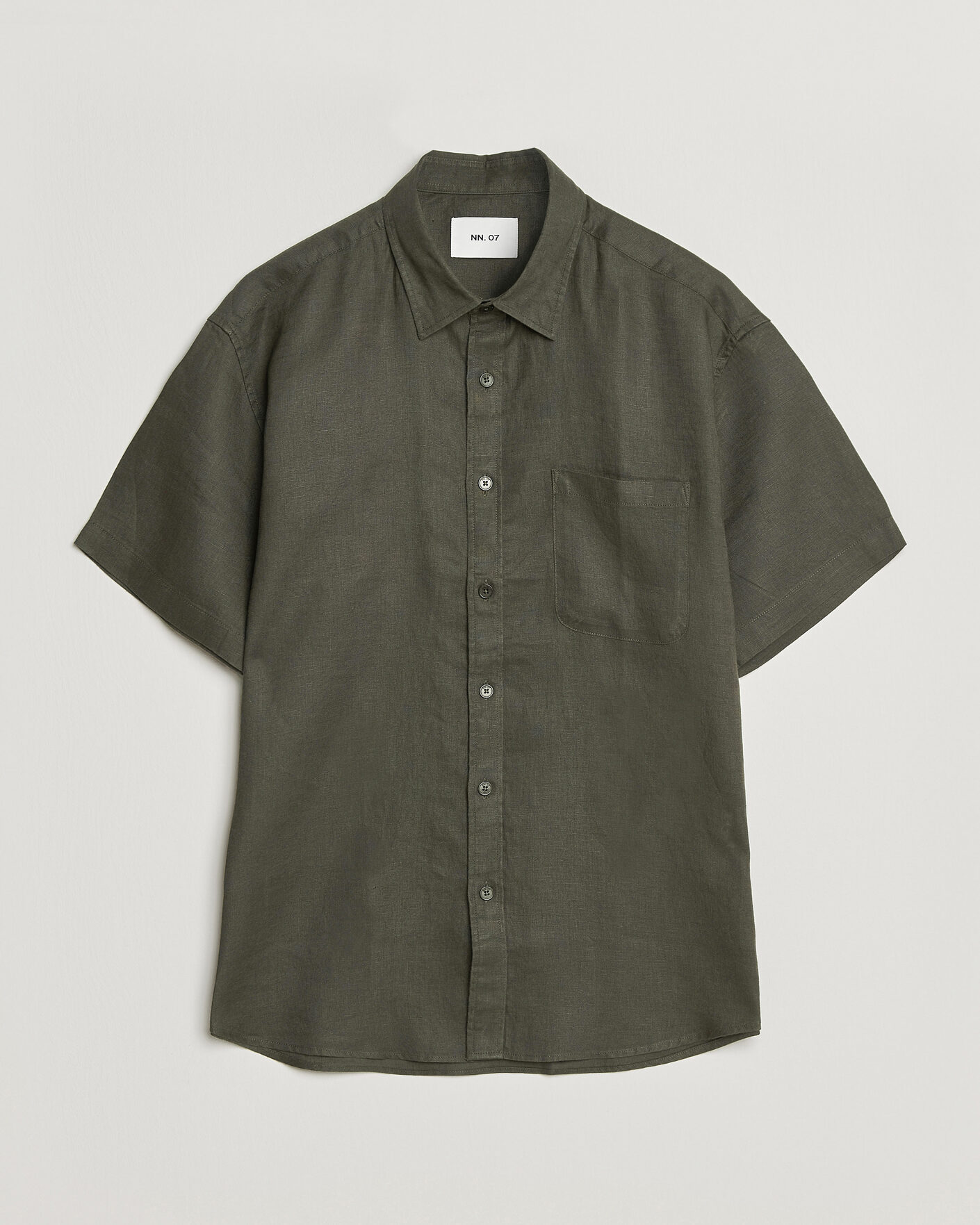 Herr | Skjortor | NN07 | Deon Linen Short Sleeve Shirt Dark Army
