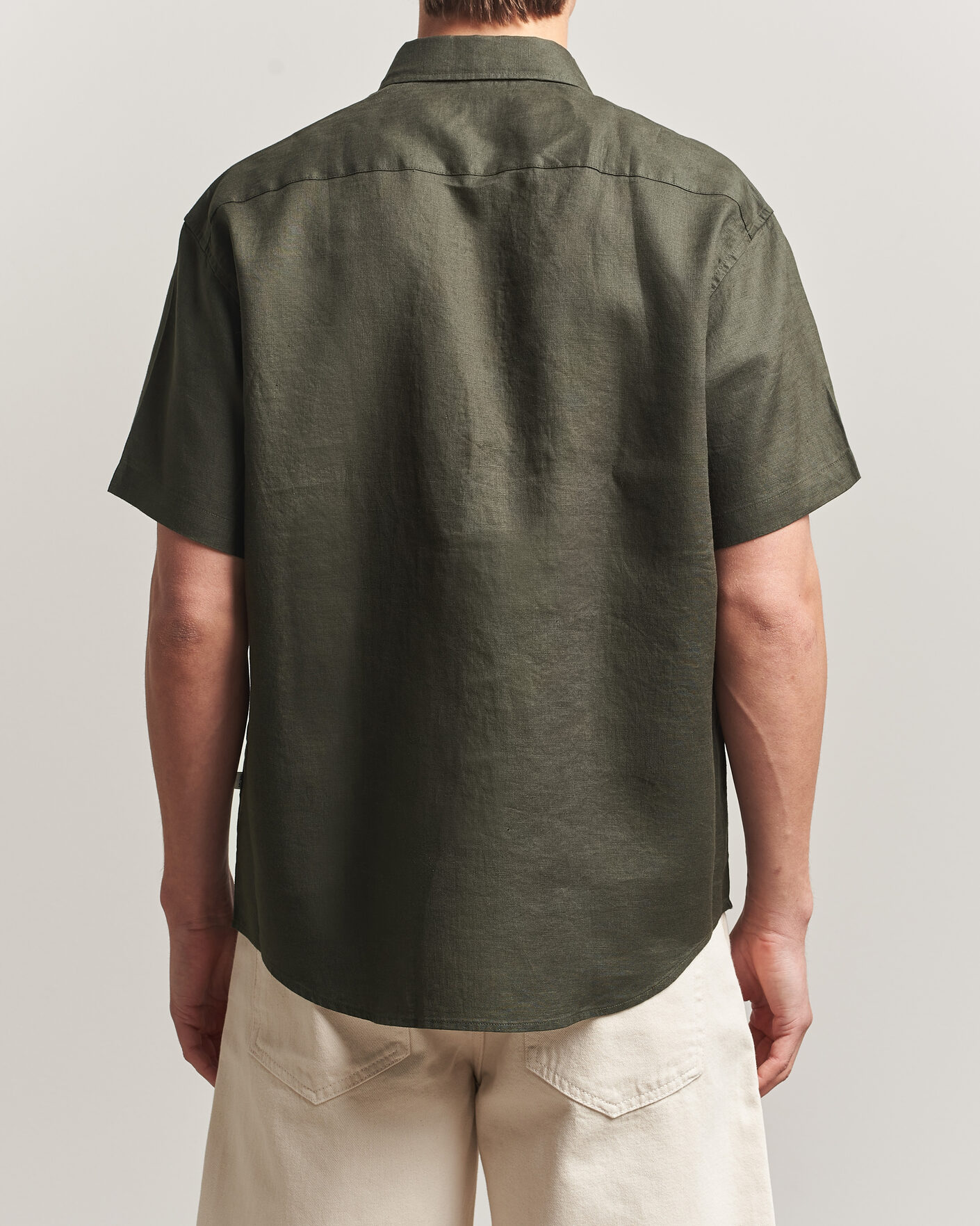 Herr | Skjortor | NN07 | Deon Linen Short Sleeve Shirt Dark Army