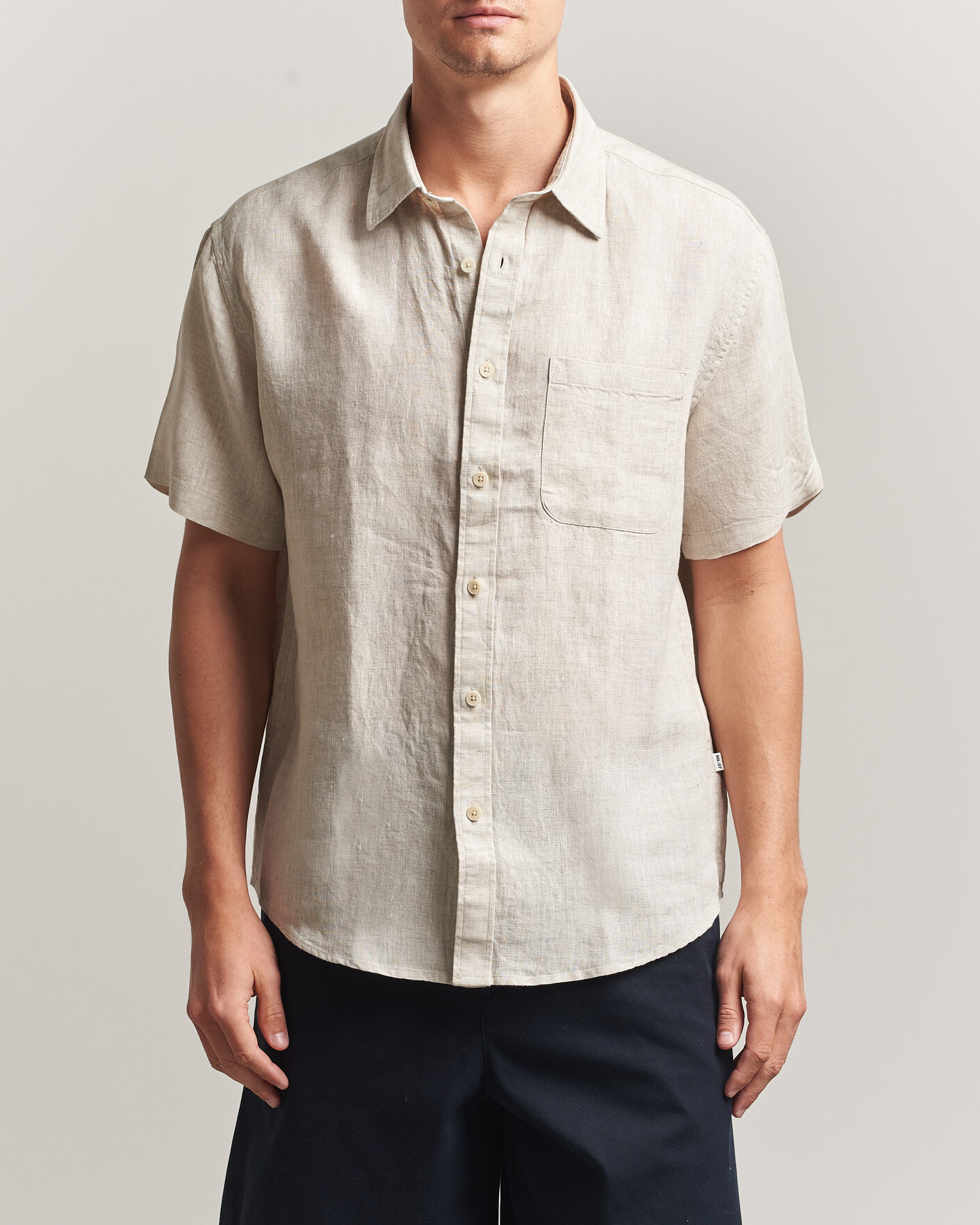 Herr | Skjortor | NN07 | Deon Linen Short Sleeve Shirt Oat