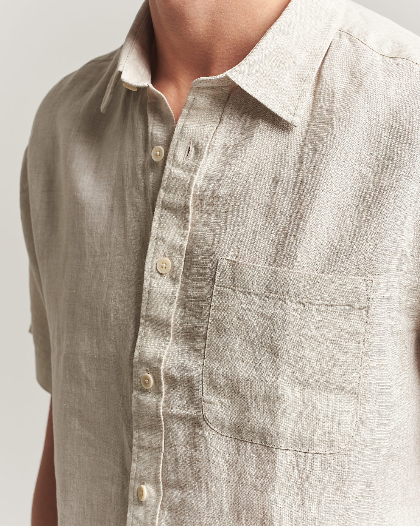 Herr | Skjortor | NN07 | Deon Linen Short Sleeve Shirt Oat
