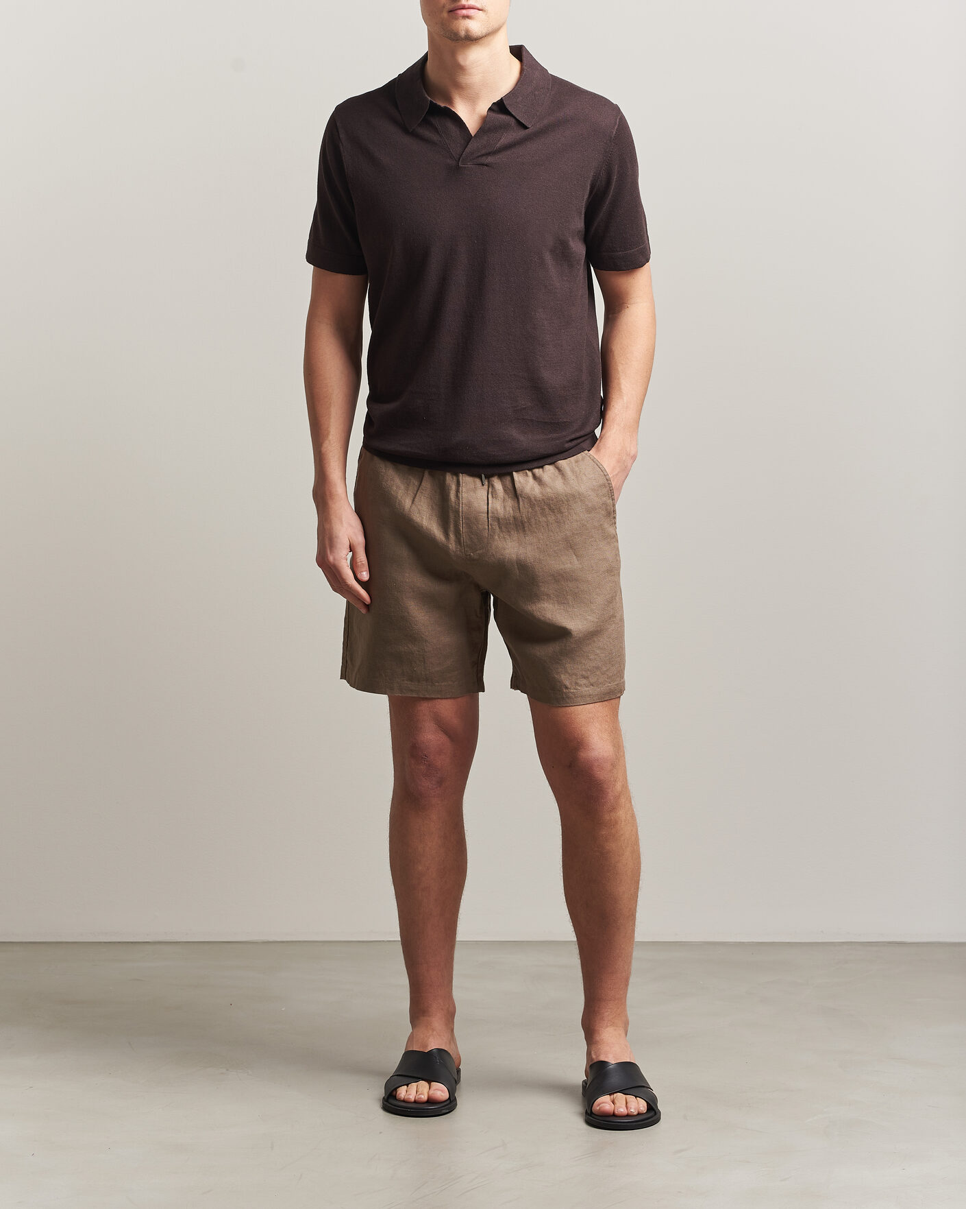 Herr | Pikéer | NN07 | Ryan Cotton/Linen Polo Dusky Port