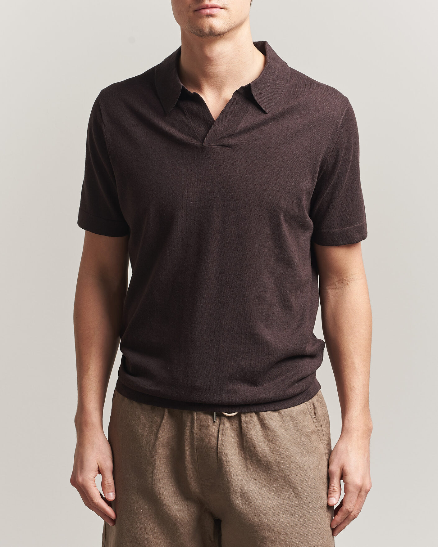 Herr | Pikéer | NN07 | Ryan Cotton/Linen Polo Dusky Port