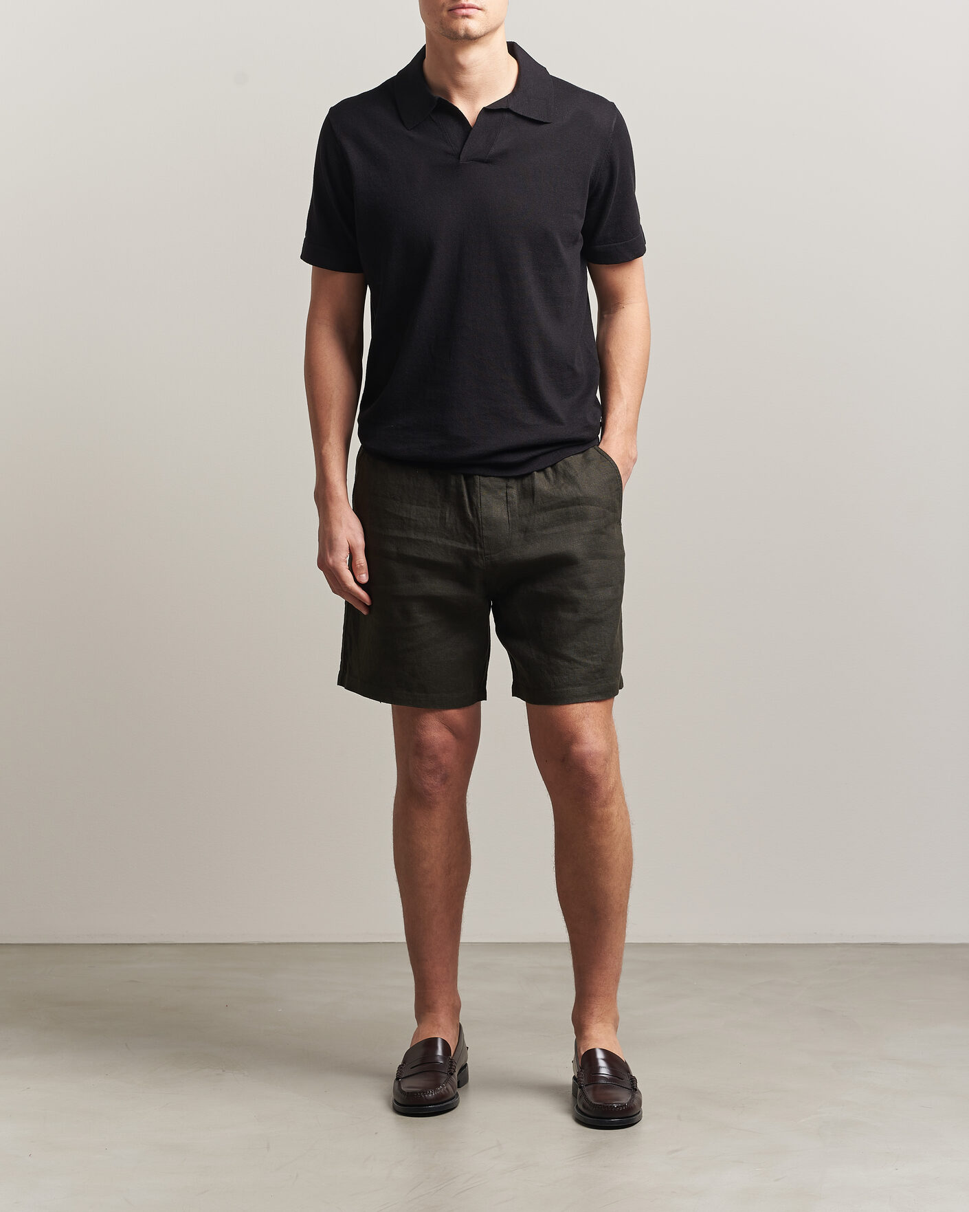 Herr | Pikéer | NN07 | Ryan Cotton/Linen Polo Black