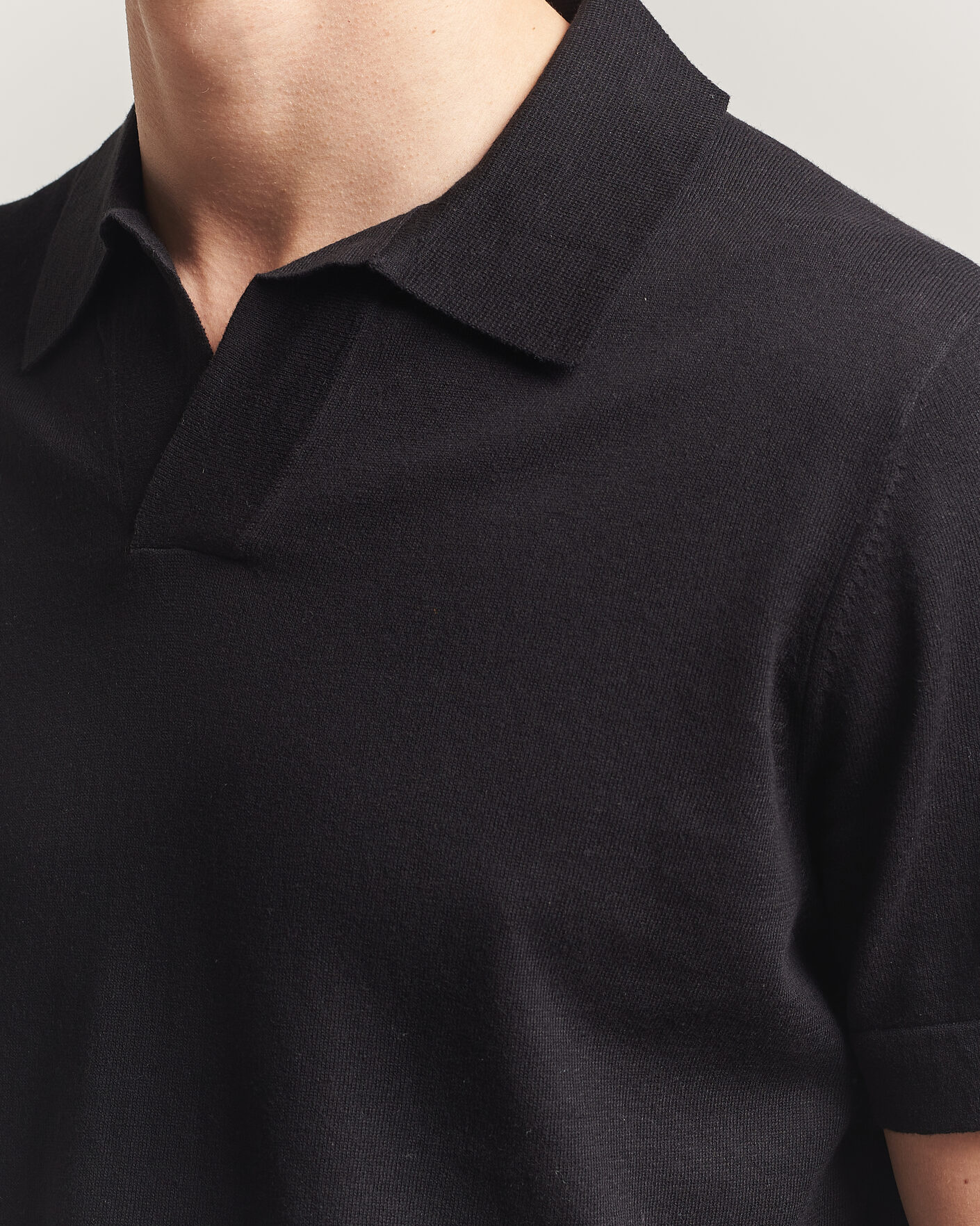 Herr | Pikéer | NN07 | Ryan Cotton/Linen Polo Black