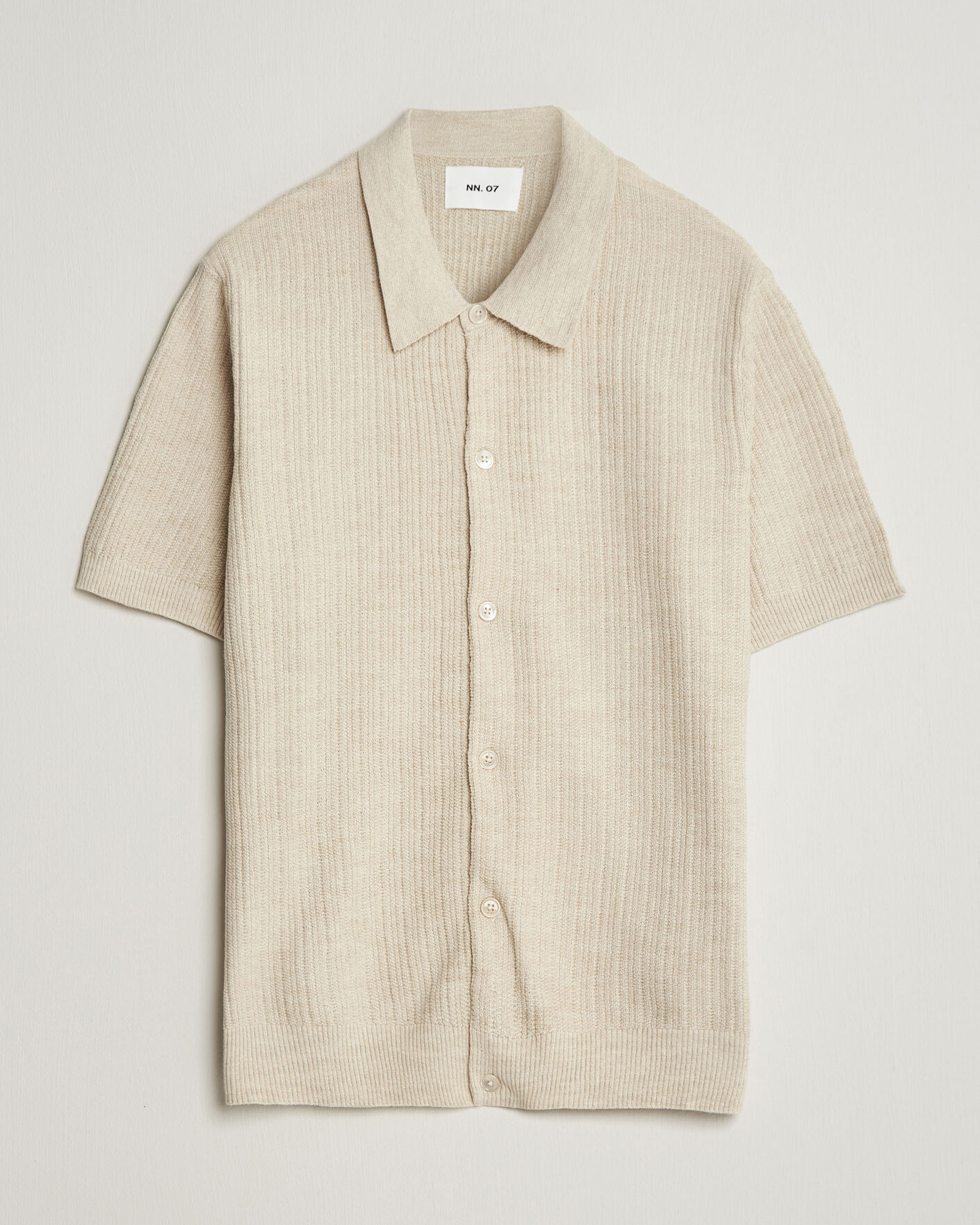 Herr | Skjortor | NN07 | Nolan Knitted Short Sleeve Shirt Ivory