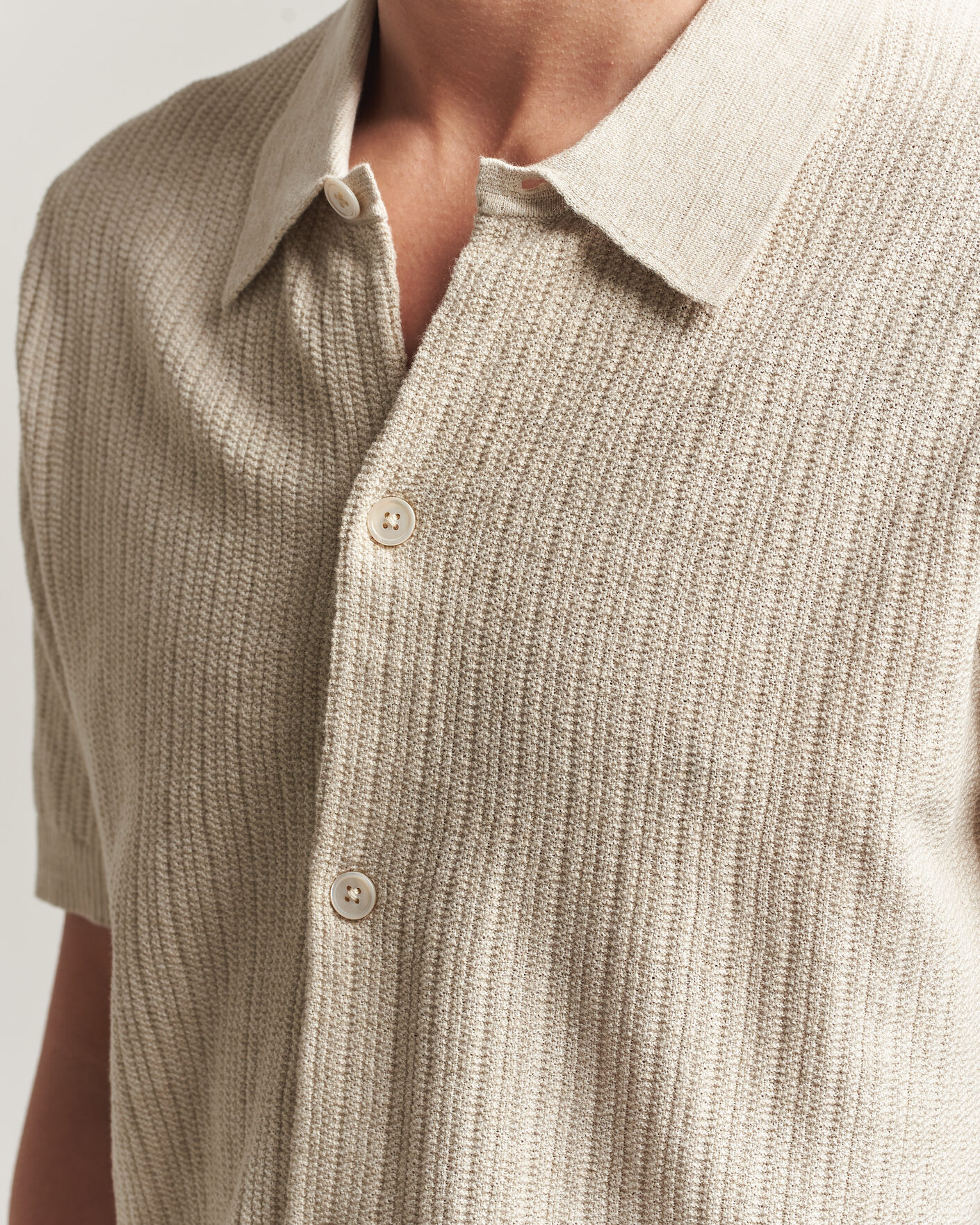 Herr | Skjortor | NN07 | Nolan Knitted Short Sleeve Shirt Ivory