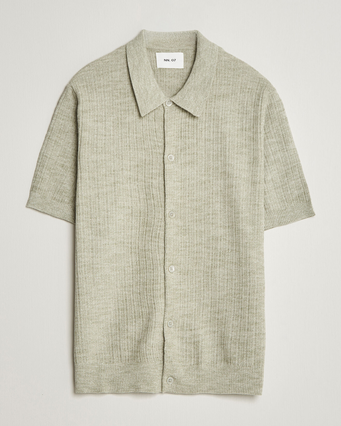 Herr | Skjortor | NN07 | Nolan Knitted Short Sleeve Shirt Sage Green