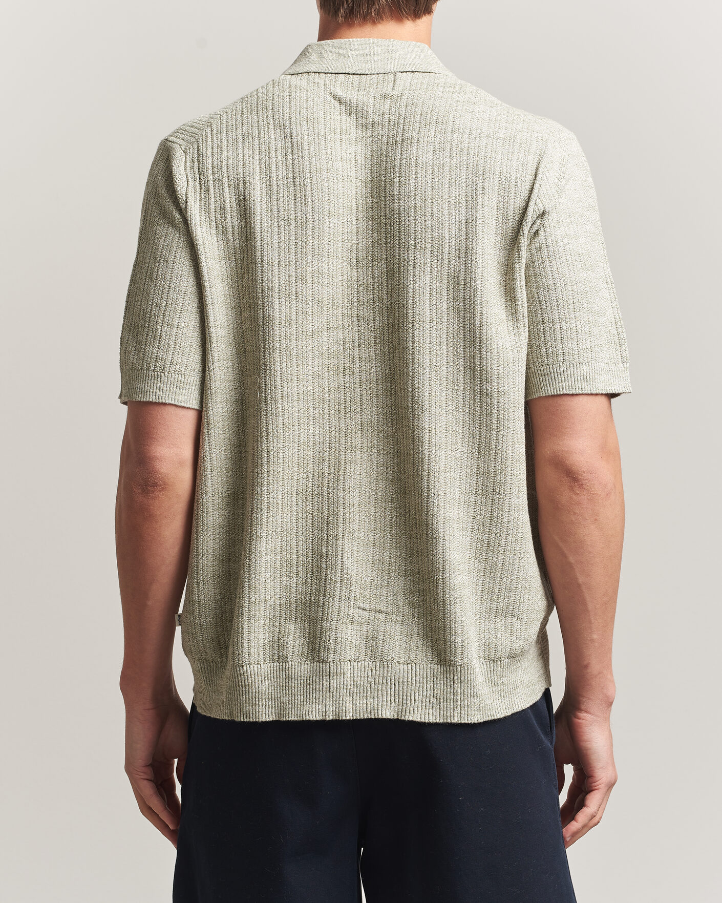 Herr | Skjortor | NN07 | Nolan Knitted Short Sleeve Shirt Sage Green