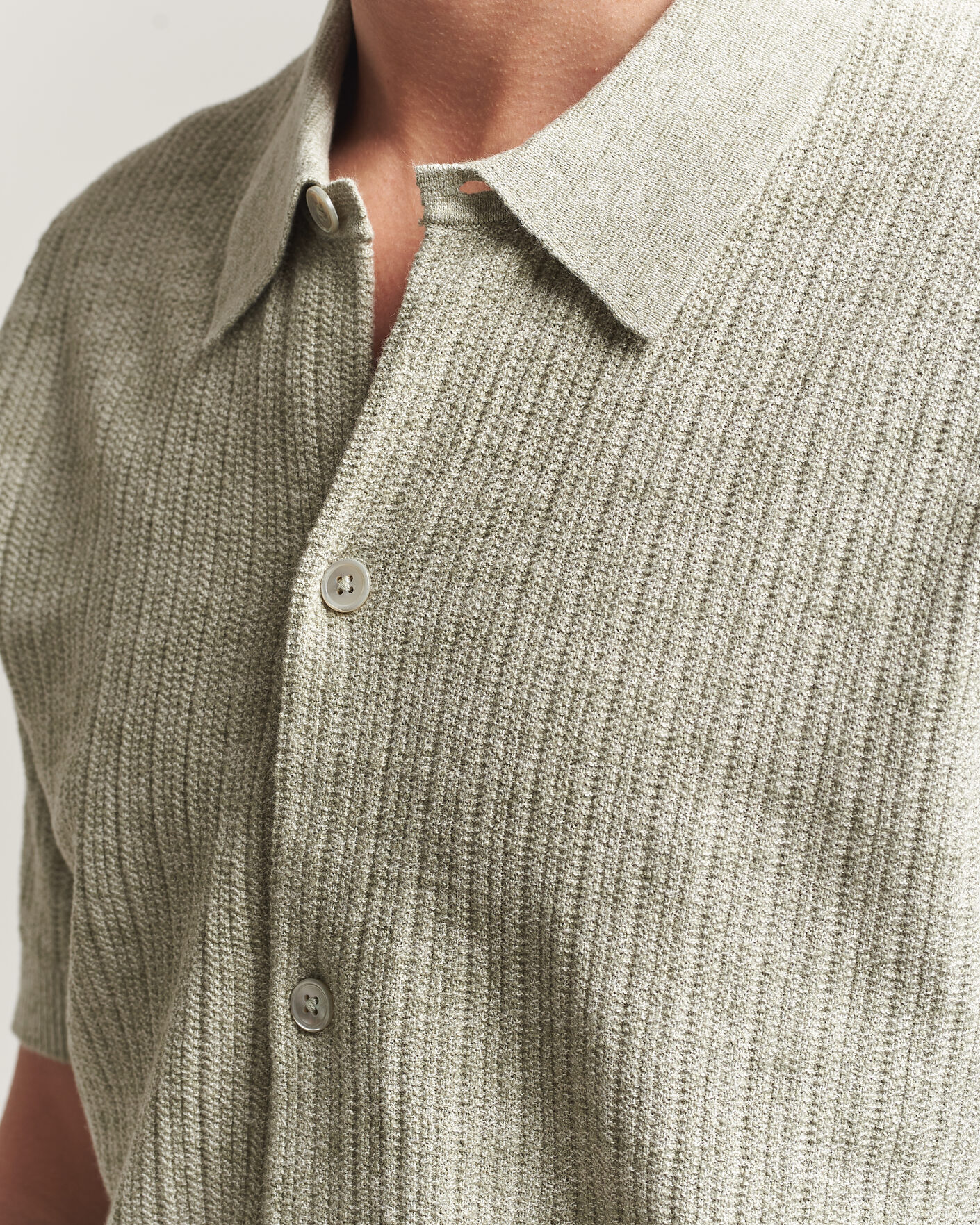 Herr | Skjortor | NN07 | Nolan Knitted Short Sleeve Shirt Sage Green