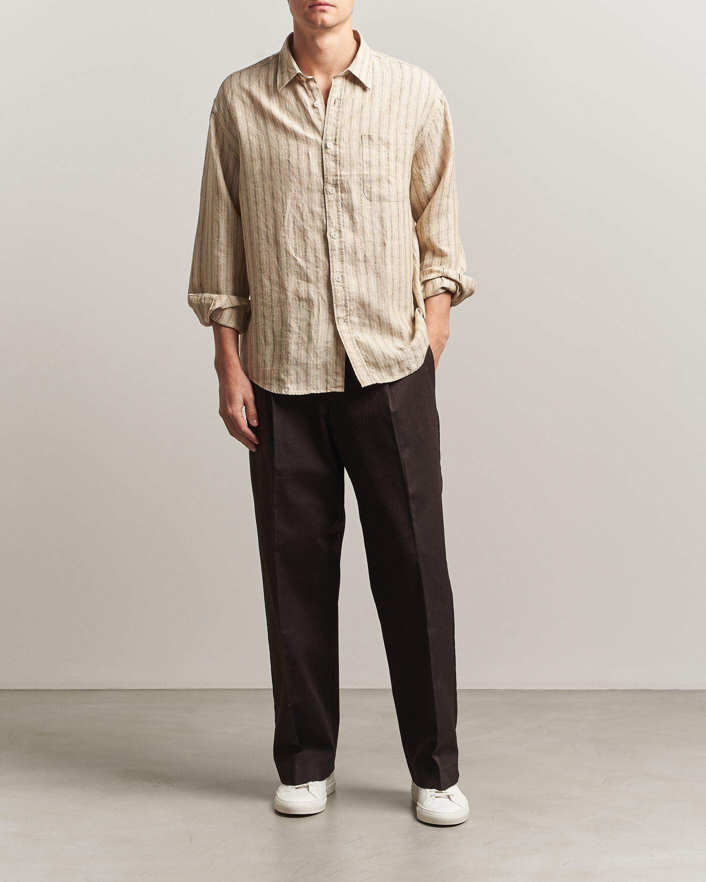 Herr | Skjortor | NN07 | Deon Linen Shirt Black Stripe