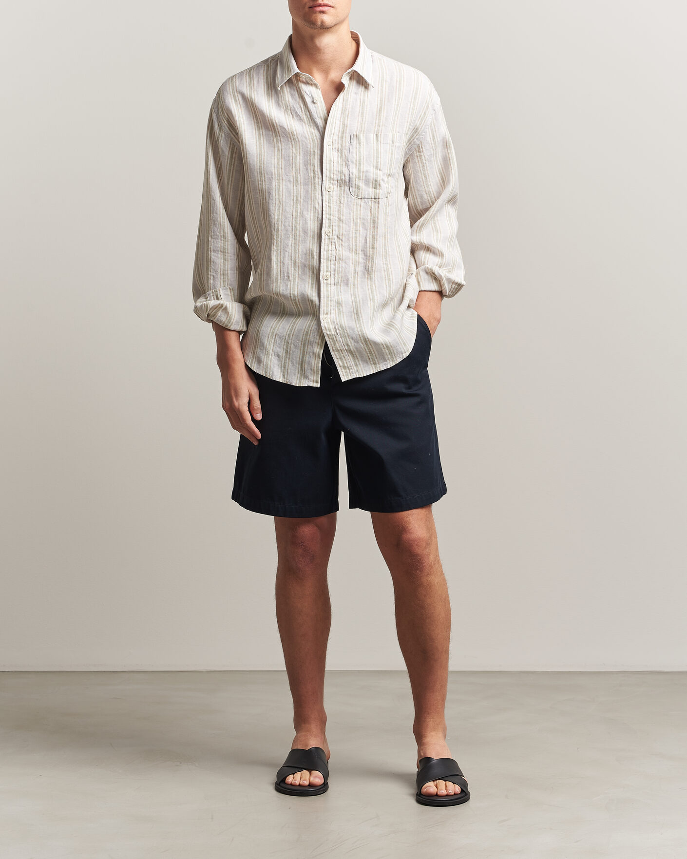 Herr | Skjortor | NN07 | Deon Linen Shirt Mint Stripe