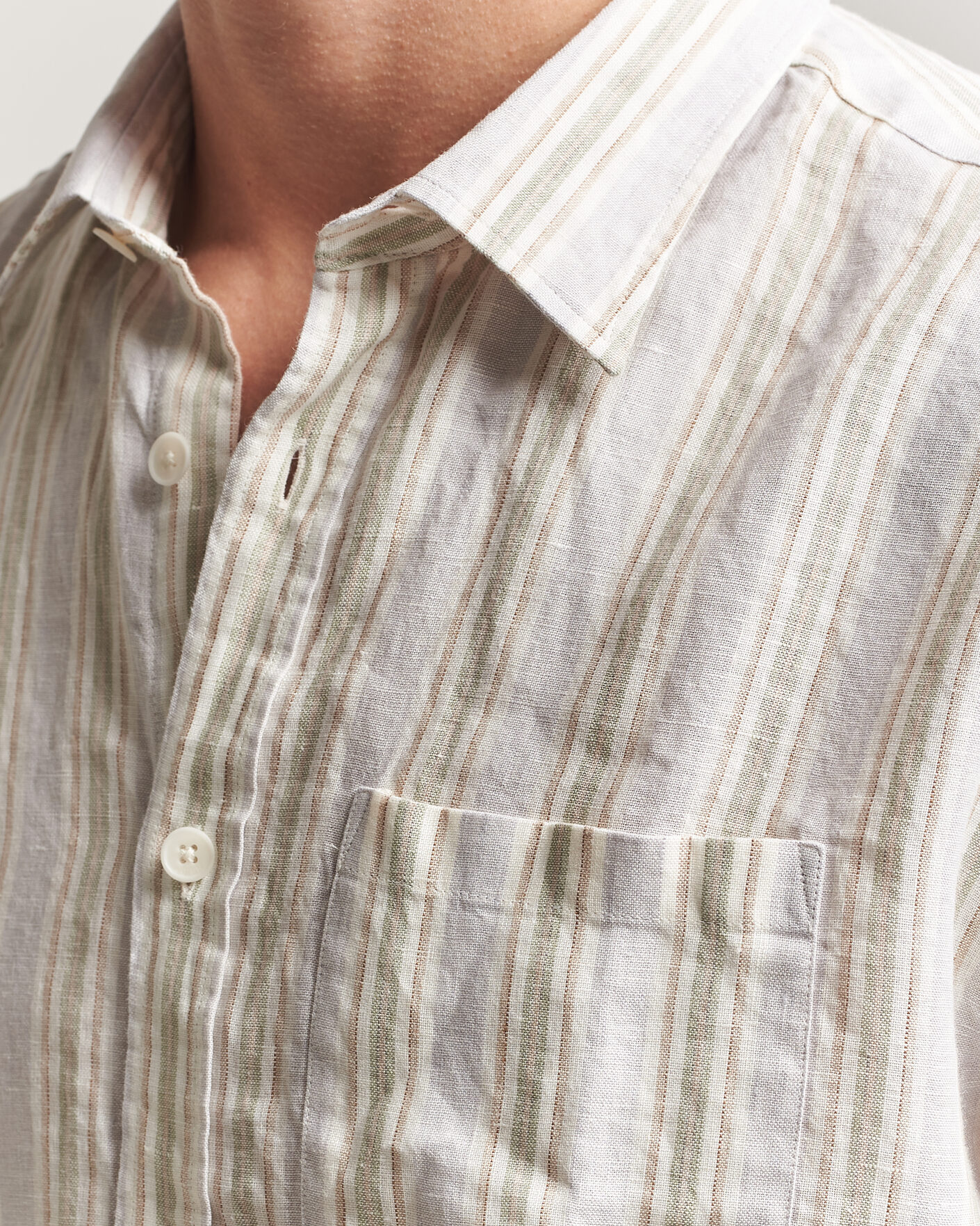 Herr | Skjortor | NN07 | Deon Linen Shirt Mint Stripe